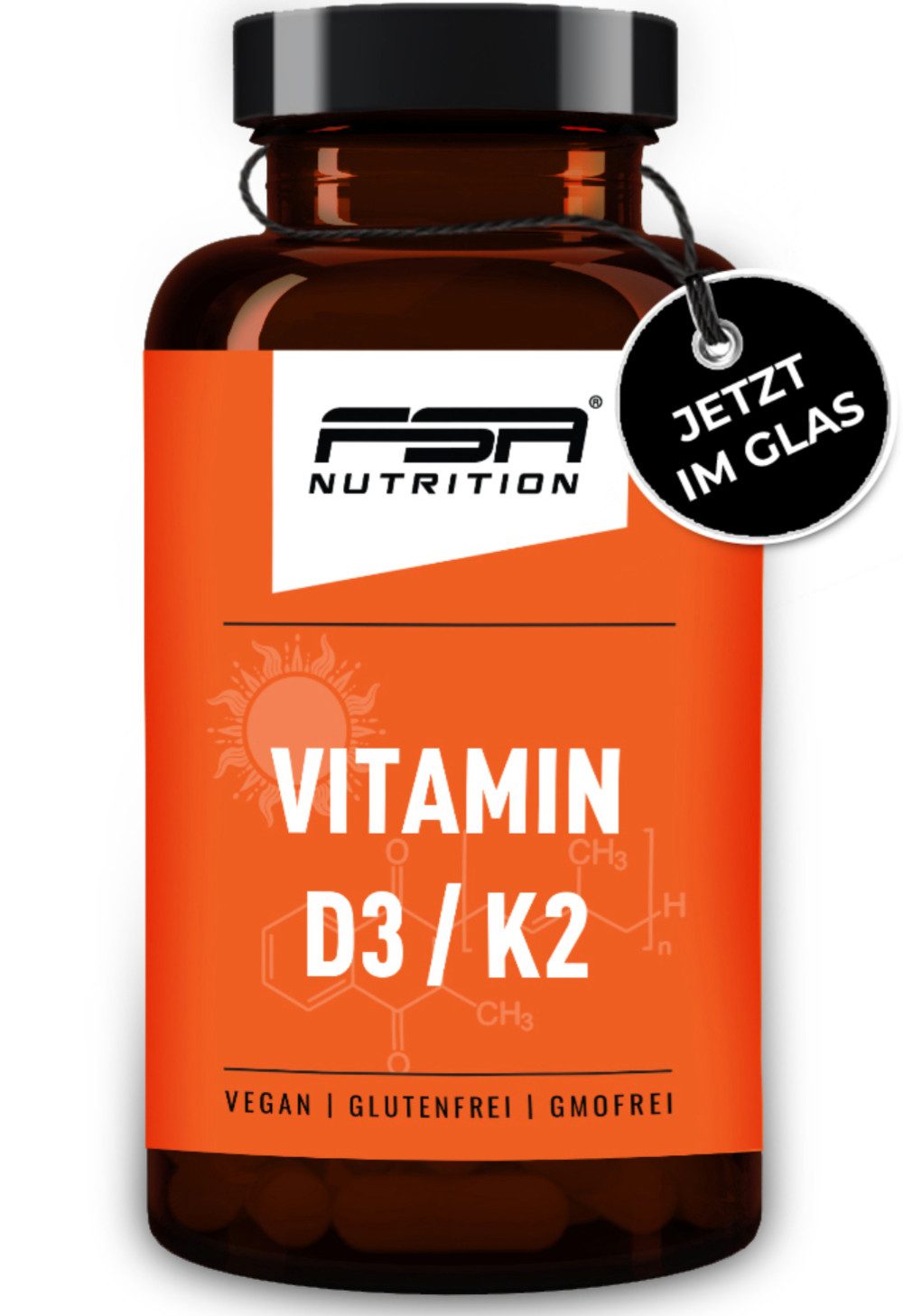 FSA NUTRITION Vitamin D3 + K2-MK7 Depot hochdosiert mit 5000 IE D3 + 100 µg K2 MK-7 Tabletten, 180 St., 45 g