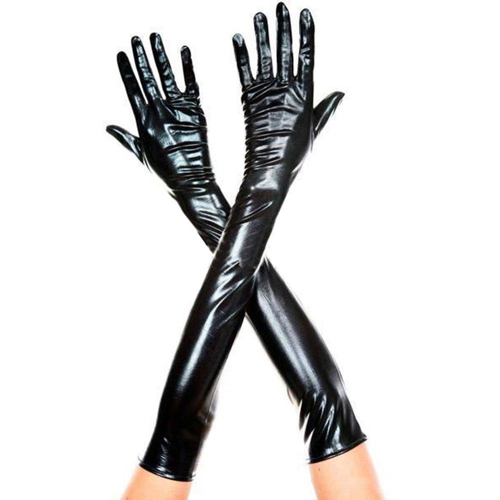 Blusmart Abendhandschuhe Lange Retro-Handschuhe In Lederoptik Für Damen,Abendhandschuhe Schwarz