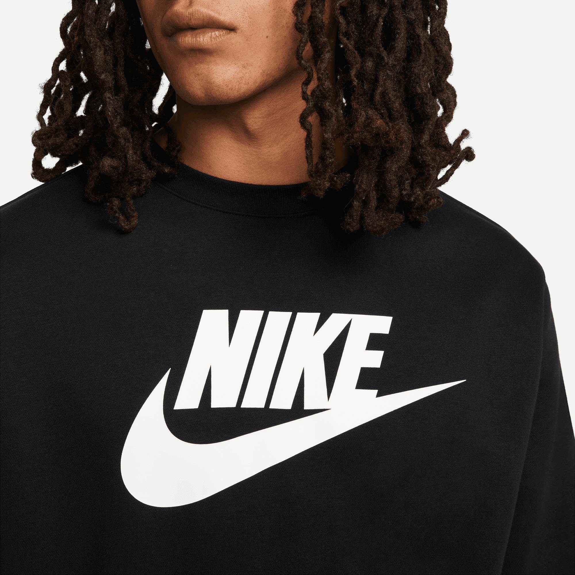 Fleece Sportswear Crew Club BLACK Nike Graphic Sweatshirt Men's
