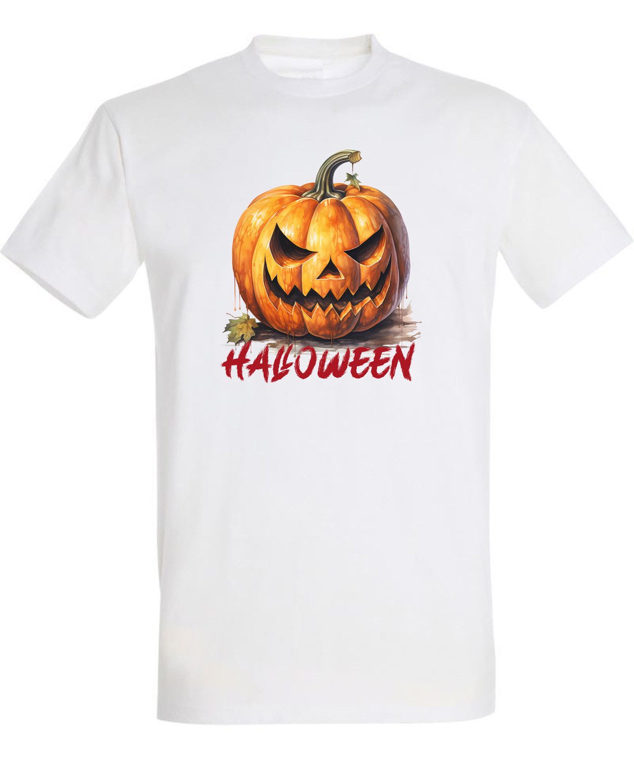 T-Shirt Herren Halloween Shirt Kürbis mit gruseligem Gesichtsausdruck