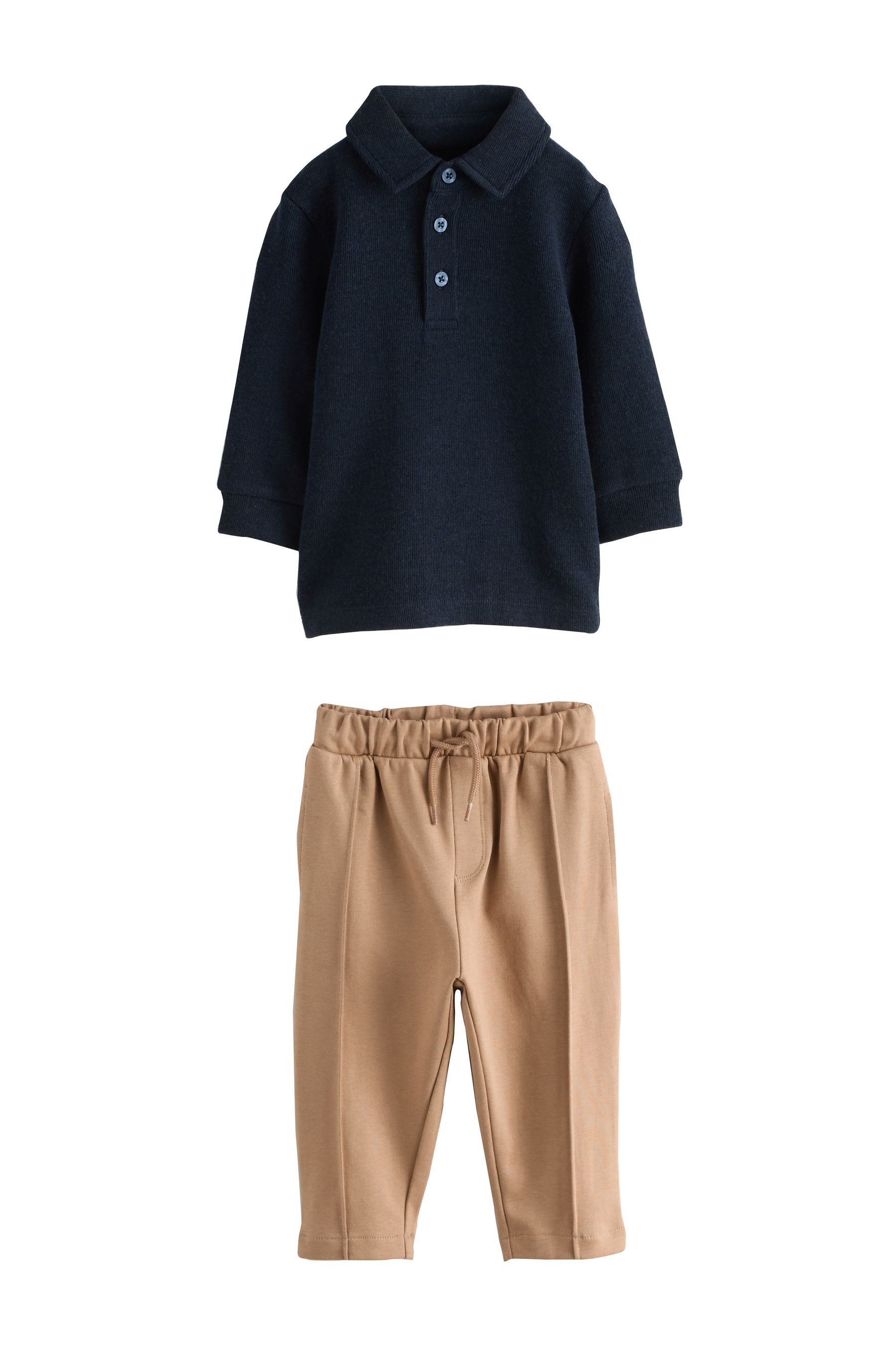 Top & Hose Langärmeliges Poloshirt und Jogginghose im Set