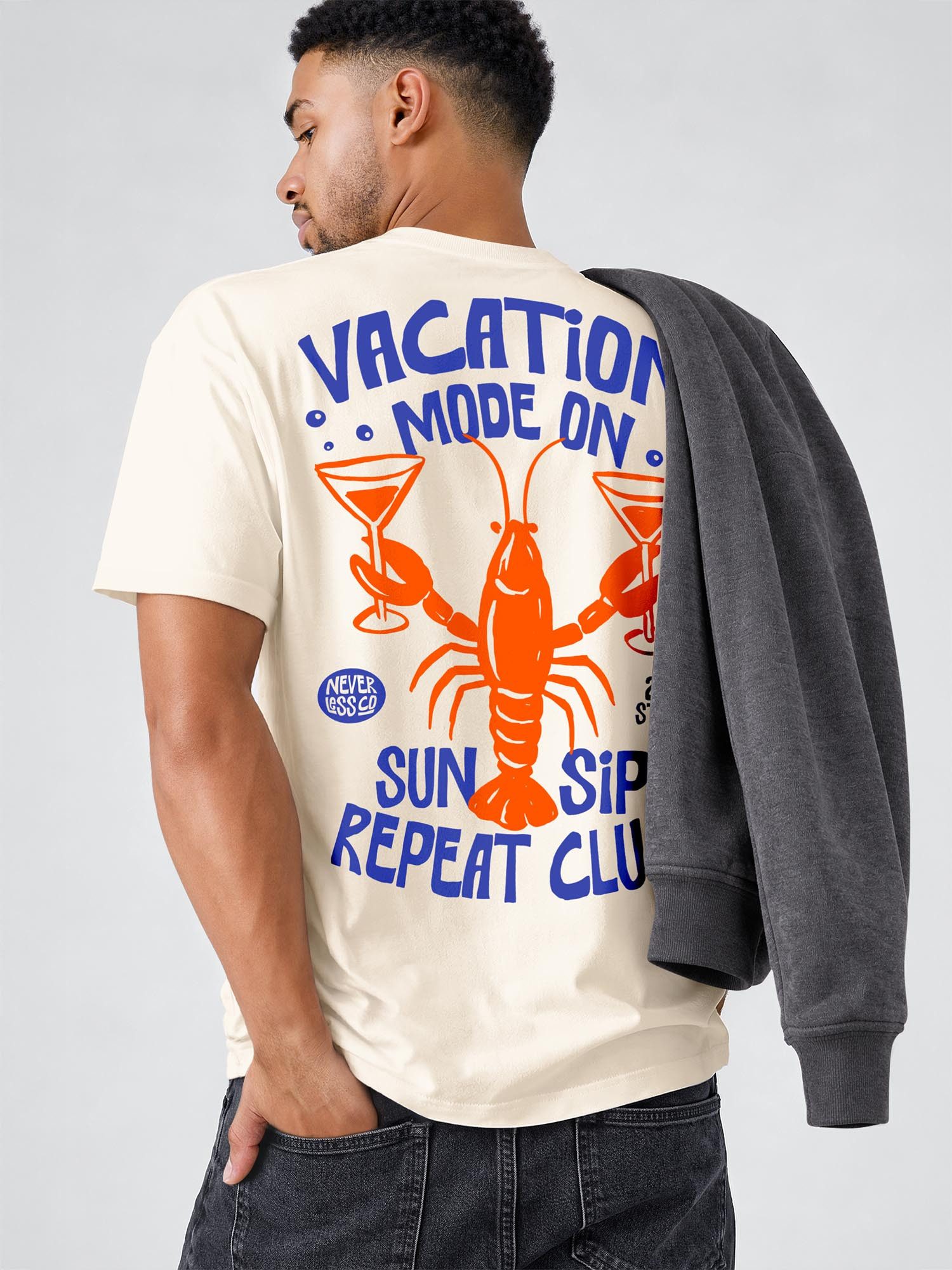 Neverless Oversize-Shirt Herren T-Shirt - Vacation mode on - Relaxed Fit Sommer Fashion mit Print – Bild 5 von 5