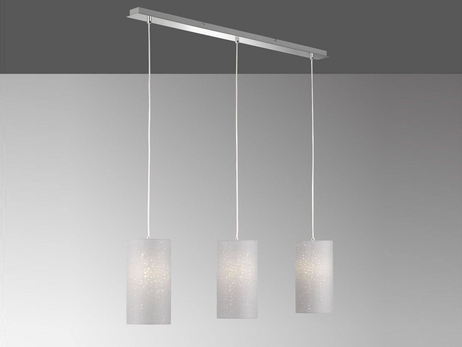 FISCHER & HONSEL LED Pendelleuchte, Dimmfunktion, LED wechselbar, Warmweiß, Designklassiker Zylinder Stoff-Schirm 3 flammig hängend 110cm lang