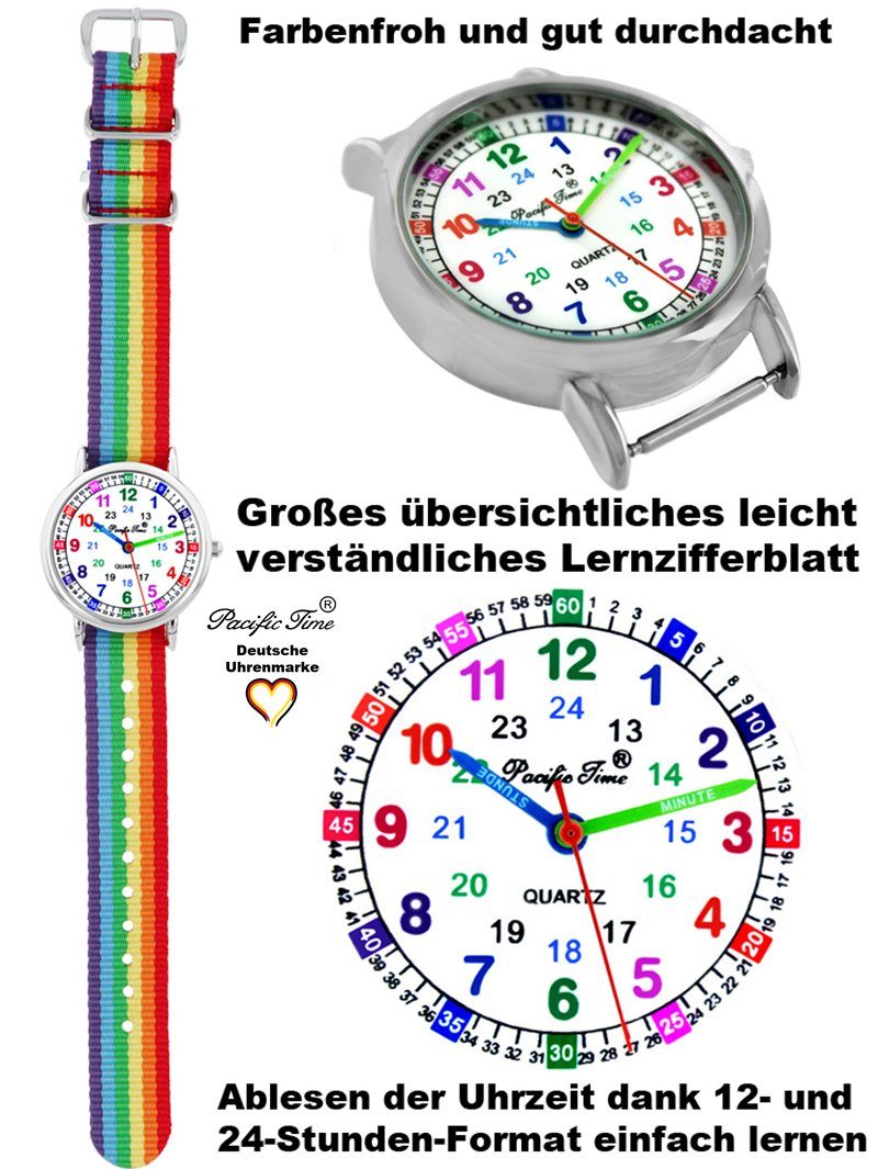 Pacific Time Quarzuhr Kinder Armbanduhr Lernuhr Wechselarmband, Mix und Match Design - Gratis Versand – Bild 3 von 5
