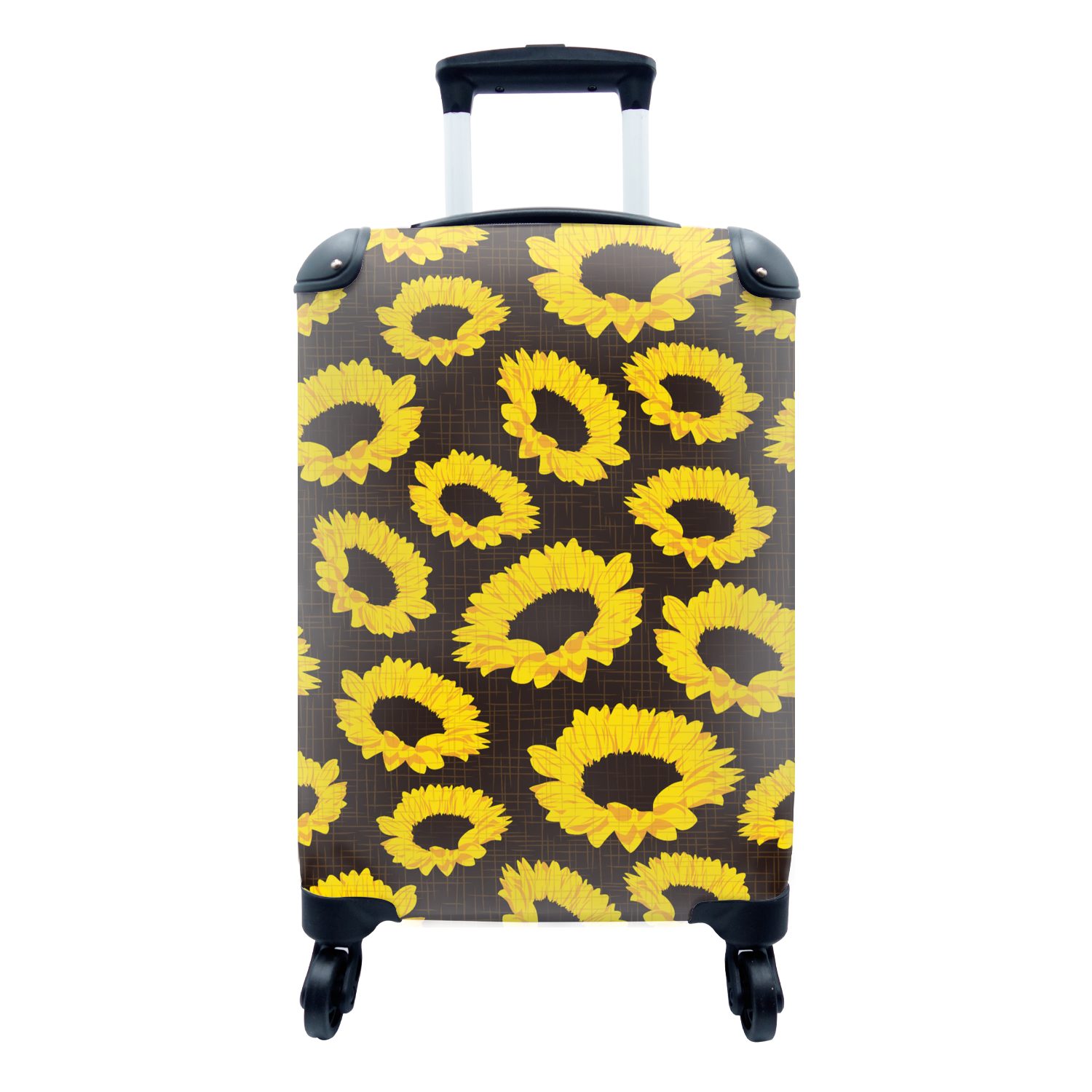 MuchoWow Handgepäckkoffer Muster - Sonnenblumen - Gelb, 4 Rollen, Reisetasche mit rollen, Handgepäck für Ferien, Trolley, Reisekoffer