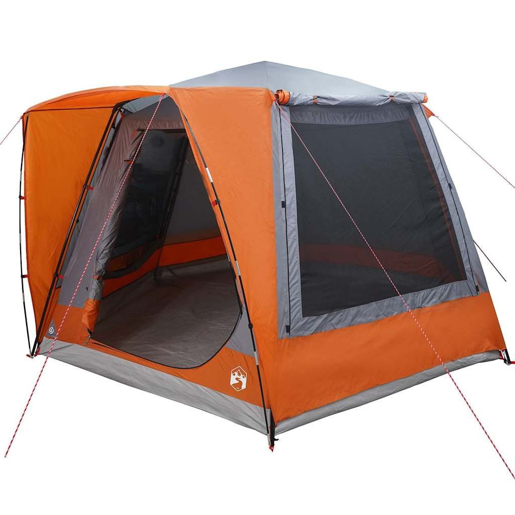Kuppelzelt Campingzelt Hütte Grau und Orange 420 x 420 x 227 cm Polyester