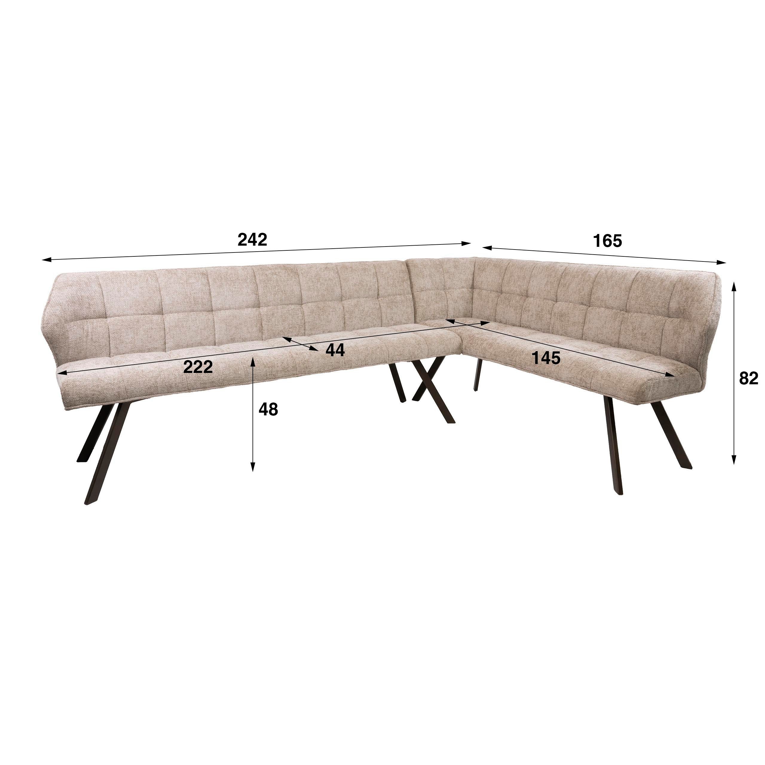 LEVEN Lifestyle Eckbank Polsterbank RIGO Sitzecke gepolstert Farbe Sand, frei im Raum stellbar - Abmessungen 242 x 165 cm
