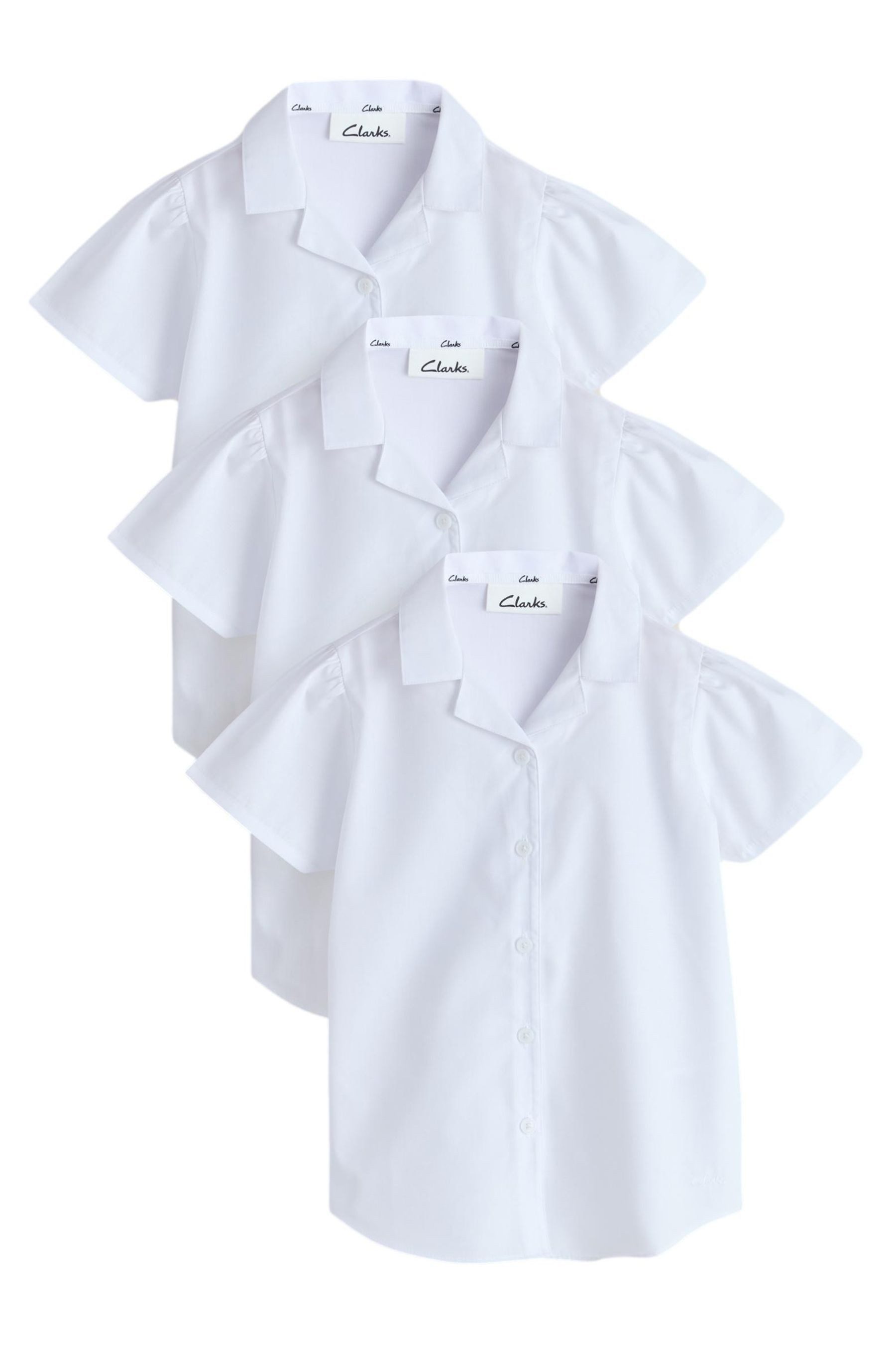 Clarks Hemdbluse Clarks Kurzarm-Hemd mit Reverskragen, 3er-Pack (3-tlg)