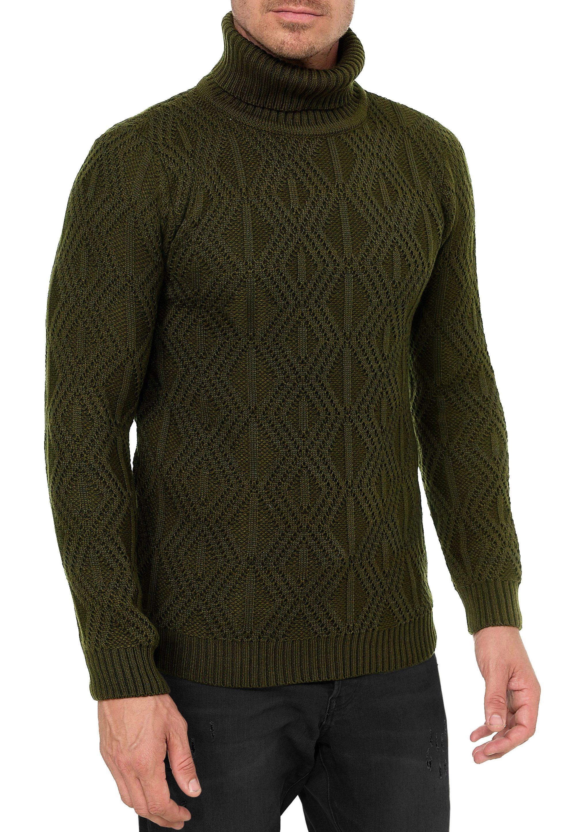 Rollkragenpullover Melierter Grobstrick Rollkragen-Pullover Business Büro Pullover
