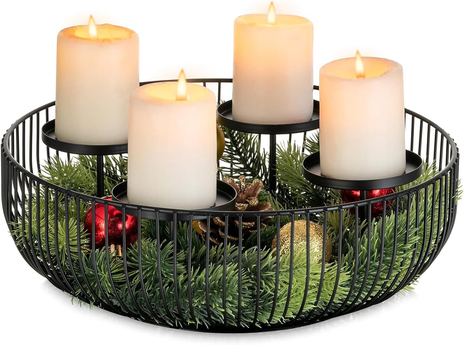 FELIXLEO Adventskranz Sziqiqi Adventskranz Modern Metall Schwarz, 30cm Rund Gestell