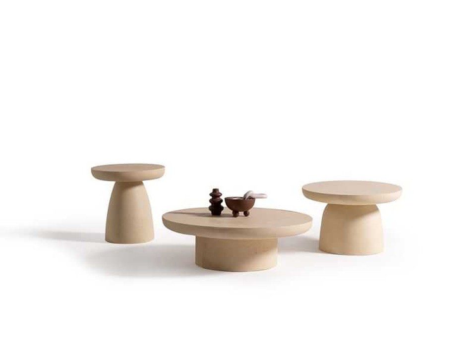 Xlmoebel Gartentisch XLMOEBEL Beiges Couchtisch-Set aus hochwertigem Beton (Couchtisch-Set, 3-St., 3-tlg), Made in Europa