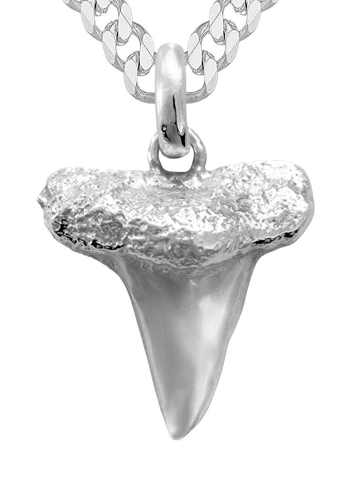 Kette mit Anhänger Herren Fisch Zahn Anhänger & Kette 55cm Silber 925 - Great White Set