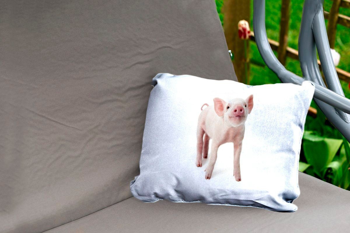 - Dekokissenbezug, Tiere Schwein Dekokissen Kissenhülle Polyester, - MuchoWow Outdoor-Dekorationskissen, Weiß,