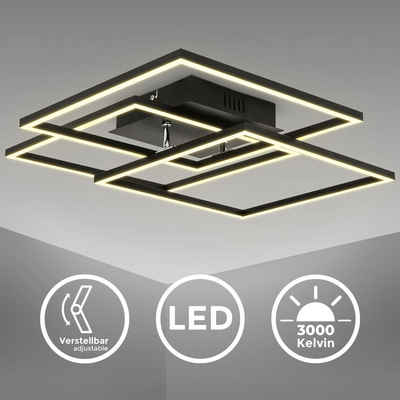 B.K.Licht Deckenleuchte LED Deckenlampe schwarz 40W 4000lm 3.000K IP20 - BKL1505, LED fest integriert, Warmweiß, Warmweiß Frame Modern 568x568x95 mm