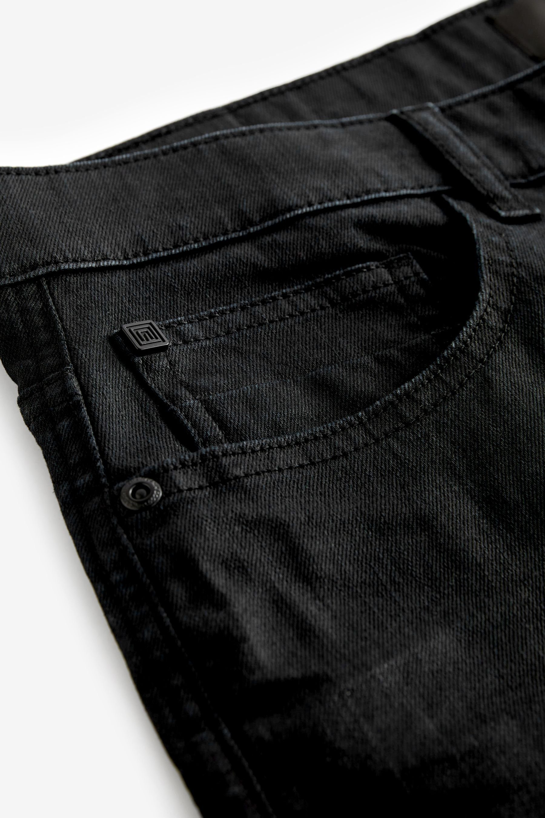 Next Slim-fit-Jeans Premium-Jeans aus Coated Stoff Black schwerem (1-tlg) Fit Slim