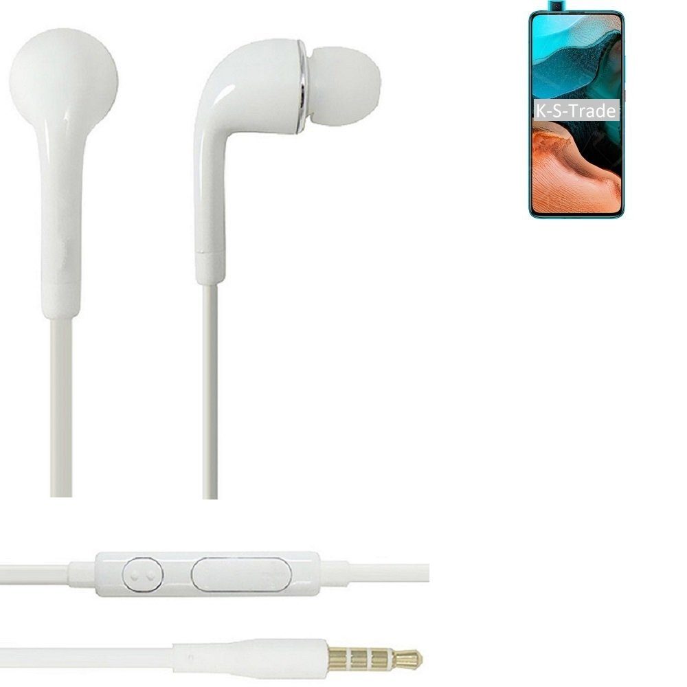 K-S-Trade für Xiaomi Redmi K30 Pro Zoom In-Ear-Kopfhörer (Kopfhörer Headset mit Mikrofon u Lautstärkeregler weiß 3,5mm)