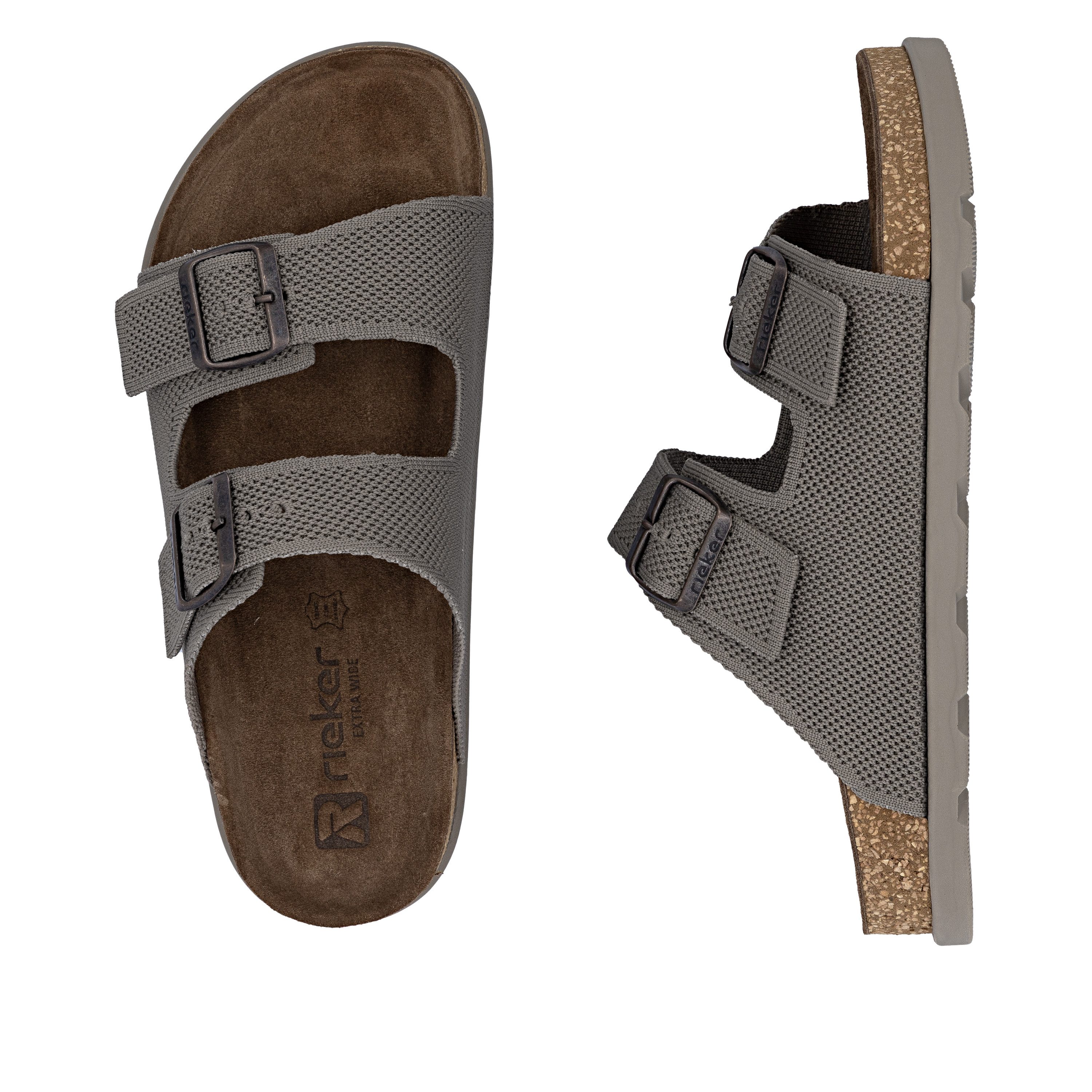 Rieker Pantolette Sommerschuh, Strandschuh, Hausschuh, Urlaubsschuh mit zwei Schnallen