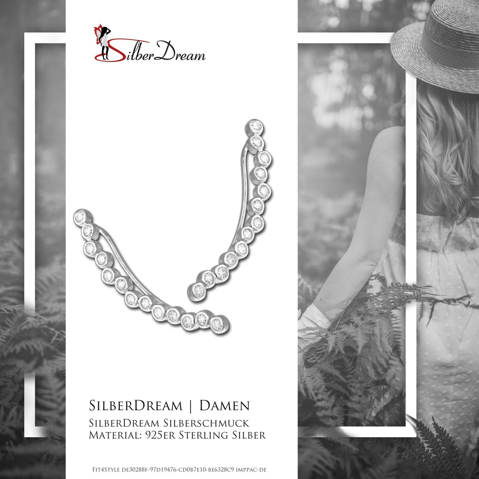 SilberDream Paar Ohrklemmen SilberDream weiß Ear Cuff Ohrringe 13 (Ohrklemme), Damen Ohrklemme Ear Cuff 13 Zirkonias 925 Sterling Silber, weiß
