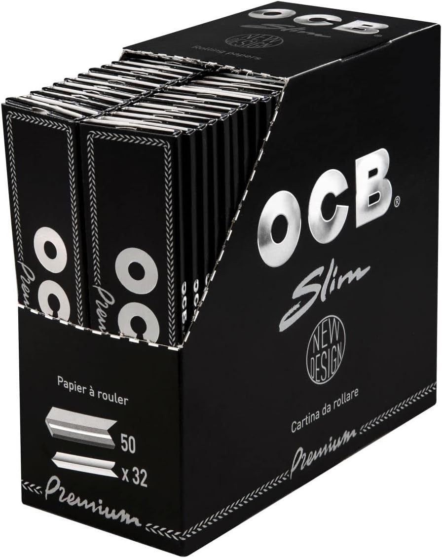 OCB Feinpapier Premium Slim 50 Heftchen Blättchen a 32 Blatt Drehpapier, inkl. 1x Transporthülle gratis dazu