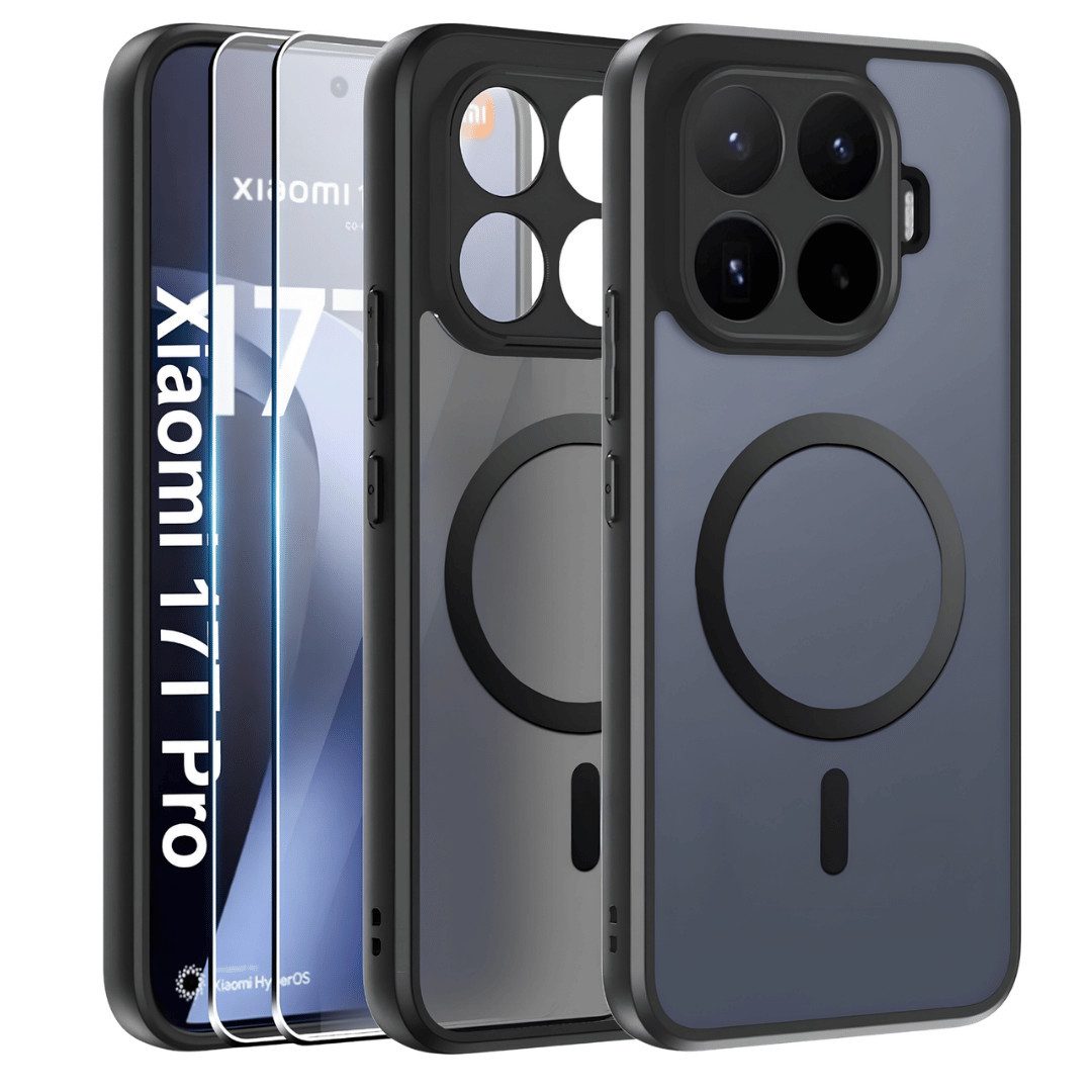 SmartUP Smartphone-Hülle + 2X Schutzglas für Xiaomi 17T Pro MagSafe Case Display Full Screen 9H 6,83 Zoll, kompletter Rundumschutz