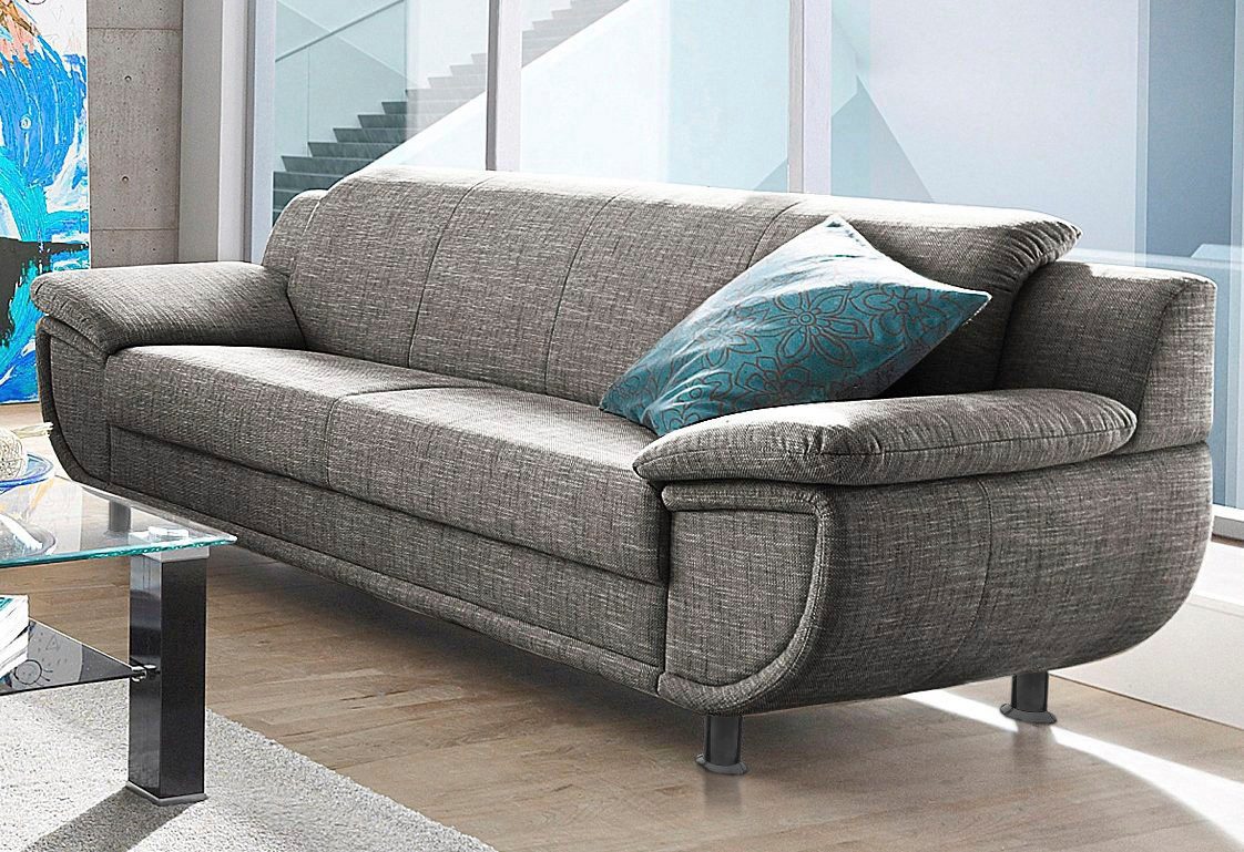 TRENDMANUFAKTUR 3-Sitzer Rondo, Breite 207 cm, breite Armlehnen, Füße schwarz, Big-Sofa wahlweise mit Federkern, in verschiedenen Bezügen bestellbar