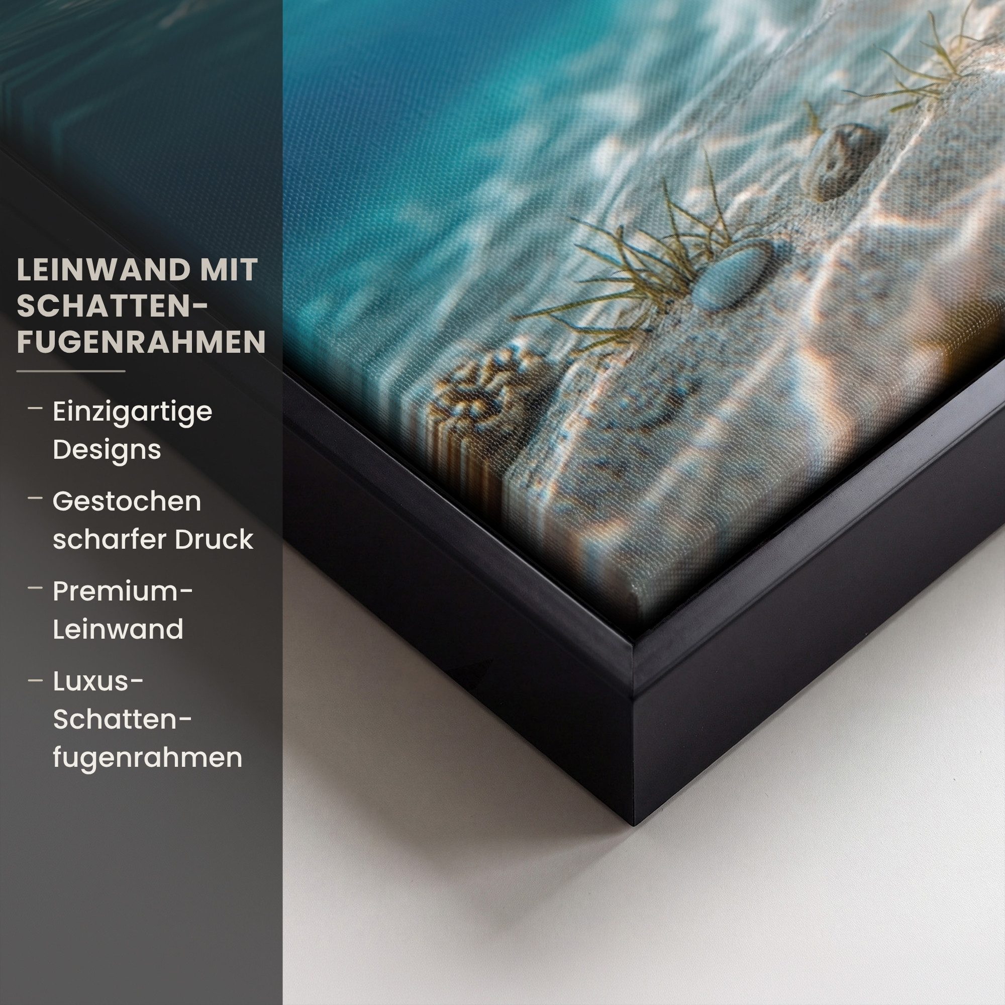 OneMillionCanvasses® Leinwandbild mit Rahmen - Schwimmbrille - Ente - Wasser, Fotodruck (1 St), Bilder, Zimmer Wand Bild Dekoration 30x20cm