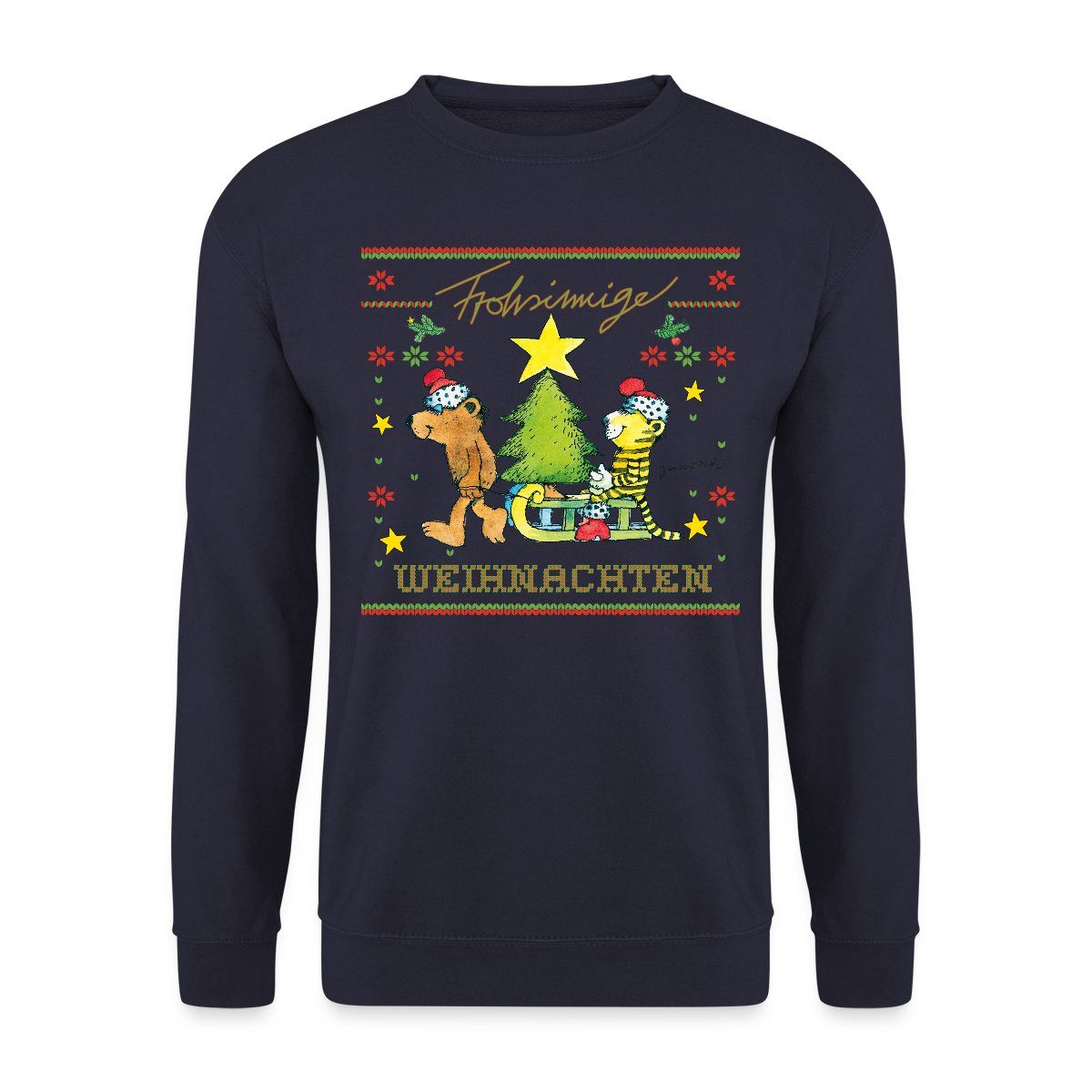 Spreadshirt Sweatshirt Janosch Frohsinnige Weihnachten Ugly Christmas Unise günstig online kaufen