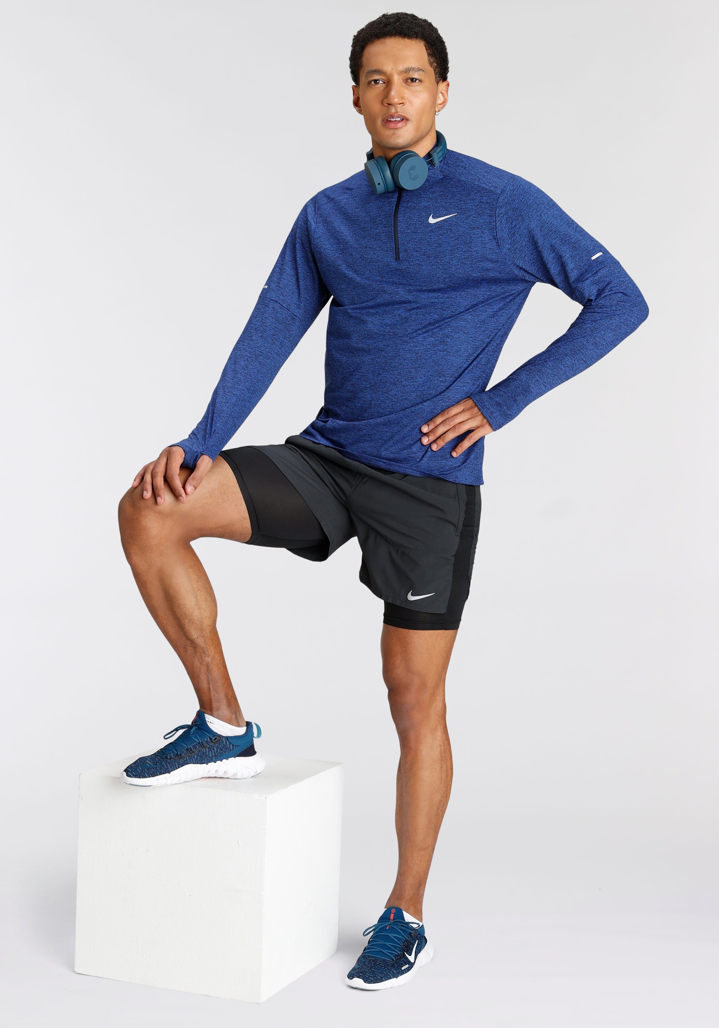 Element ROYAL/HTR/REFLECTIVE 1/-Zip Dri-FIT OBSIDIAN/GAME Top SILV Nike Running Laufshirt Men's