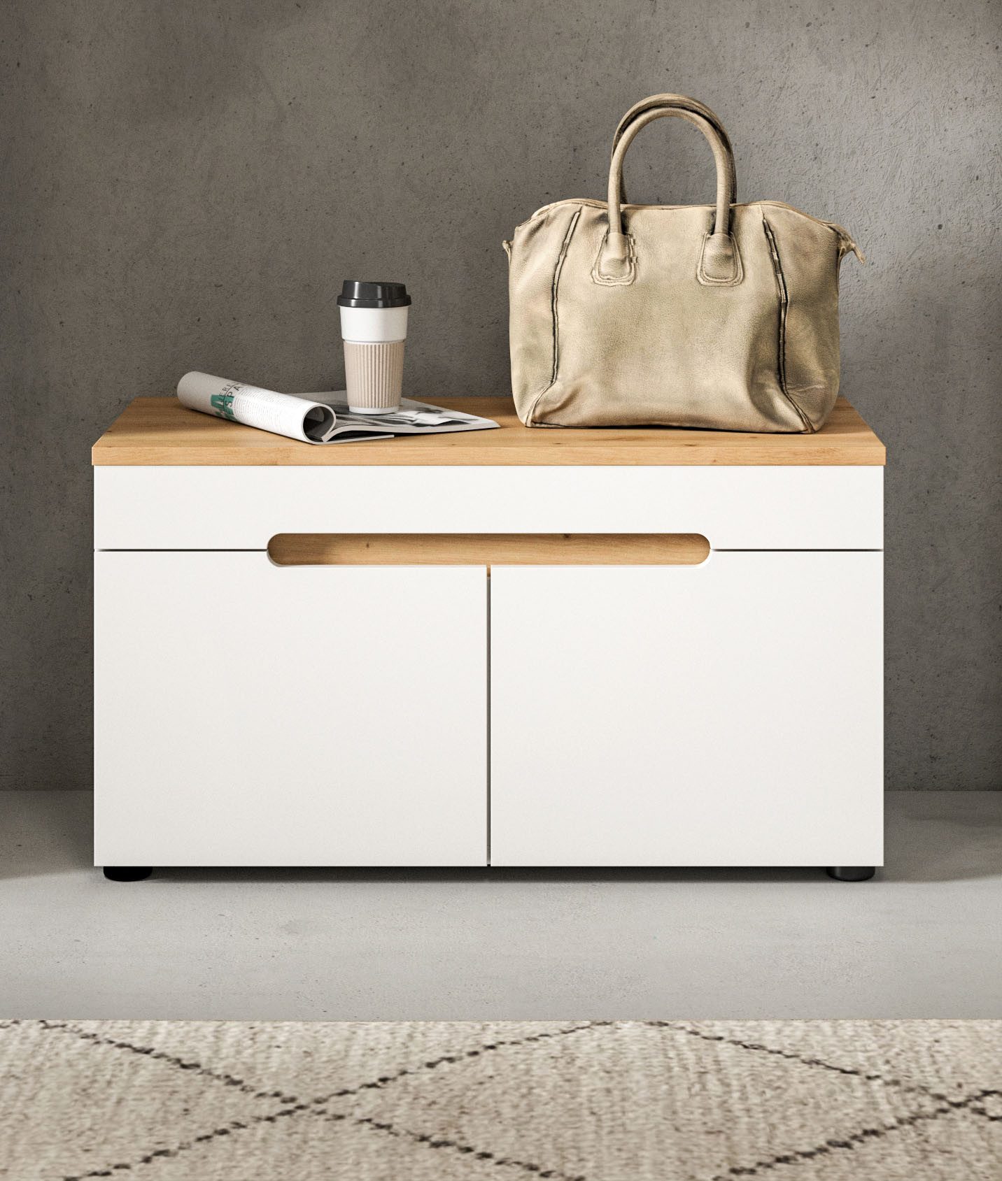 Home affaire Sitzbank REHAT, TOPSELLER!, Breite 80cm, 2 Türen, 2 Fächer (in verschiedenen Farben erhältlich), Garderobenbank, Flurbank, Dielenbank, Bank mit Stauraum, Bank
