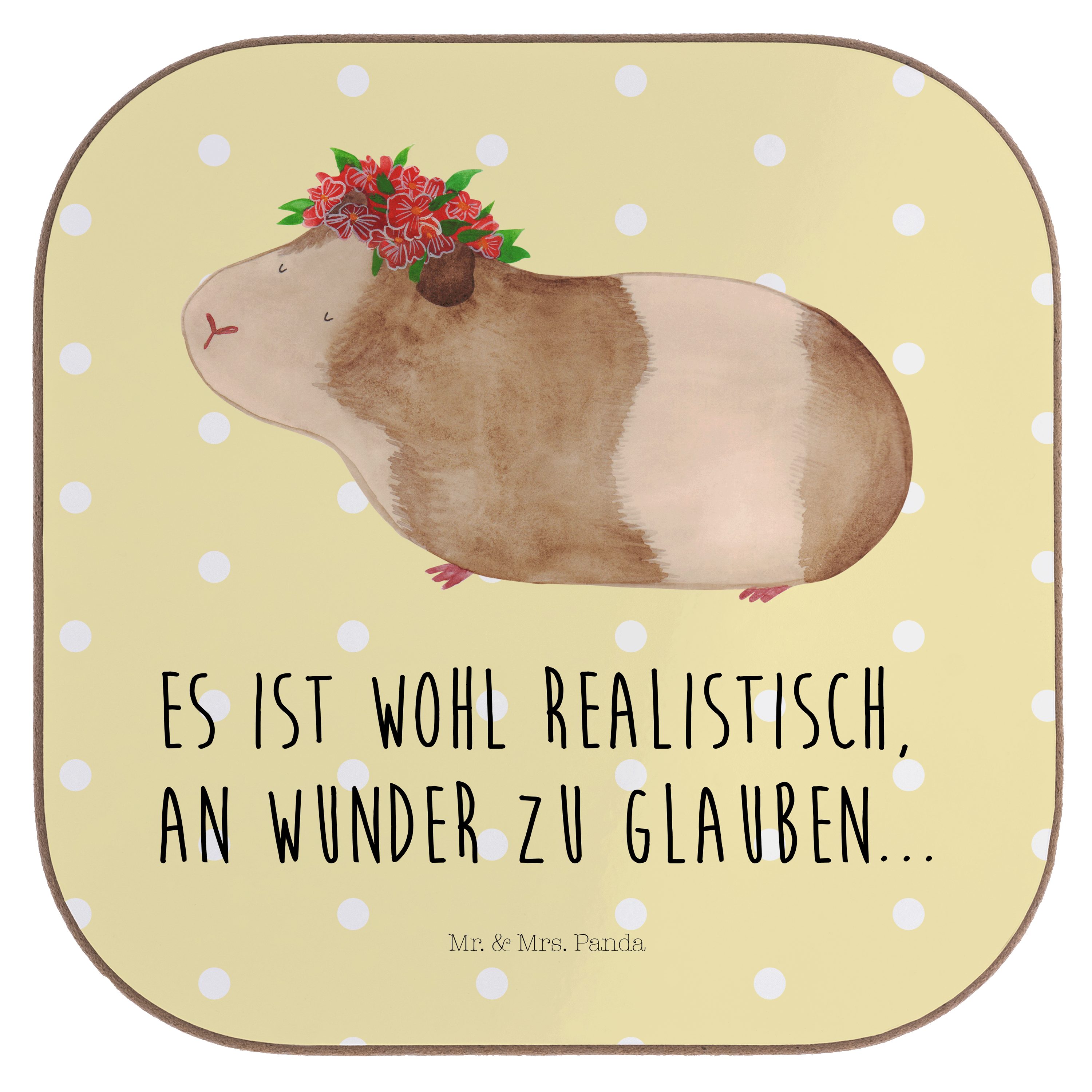 Mr. & Mrs. Panda Getränkeuntersetzer »Meerschweinchen weise Gelb
