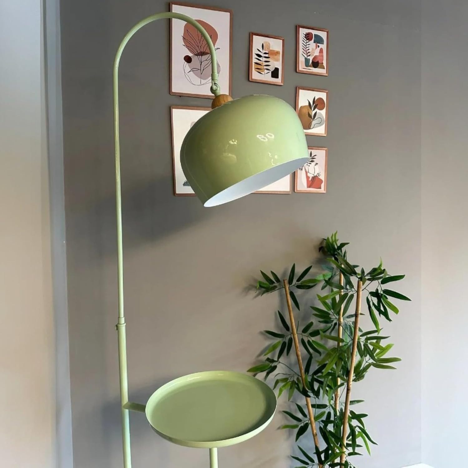 Bamyum Gorkiede Stehlampe aus Metall mit E27, verstellbarer Lampenschirm, ohne Leuchtmittel, E27, verstellbarer Lampenschirm, Stehluchte mit Ablage