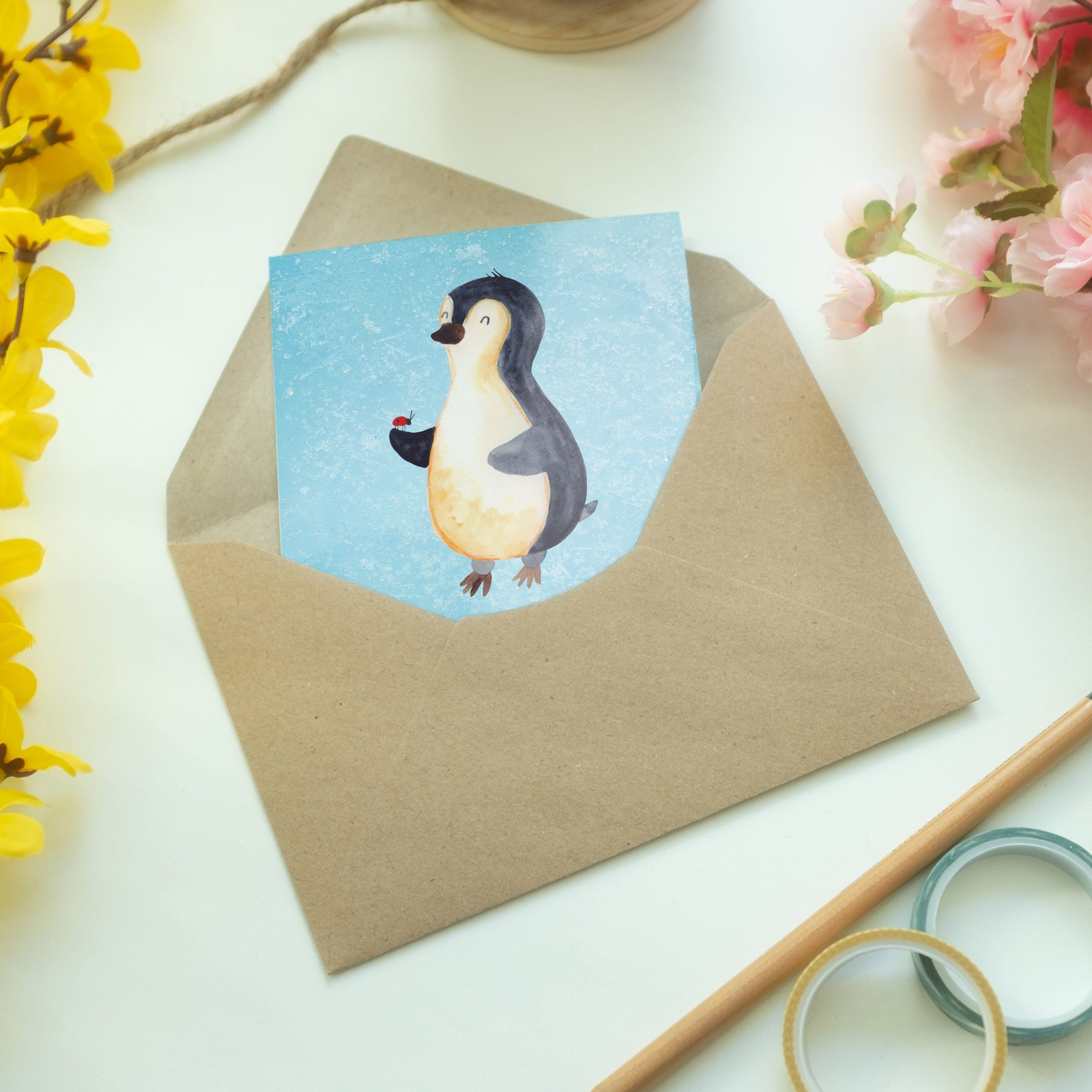 Marienkäfer Karte, & Mr. - Geschenk, Grußkarte Panda Ei Mrs. Glückwunschkarte, Pinguin Eisblau -