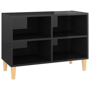 furnicato TV-Schrank mit Massivholz-Beinen Hochglanz-Schwarz 69,5x30x50cm