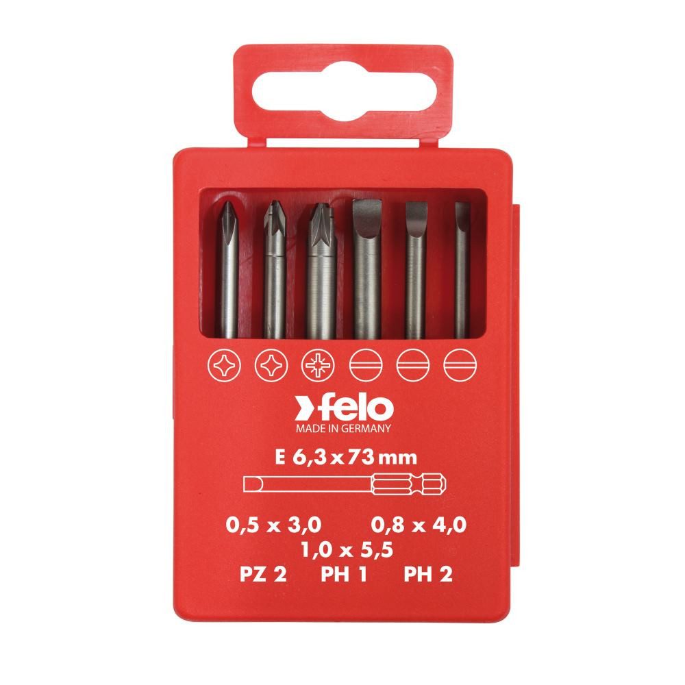 Felo Bit-Set Profi Bit-Box Industrie, E 6,3 x 73 mm, 6-tlg.