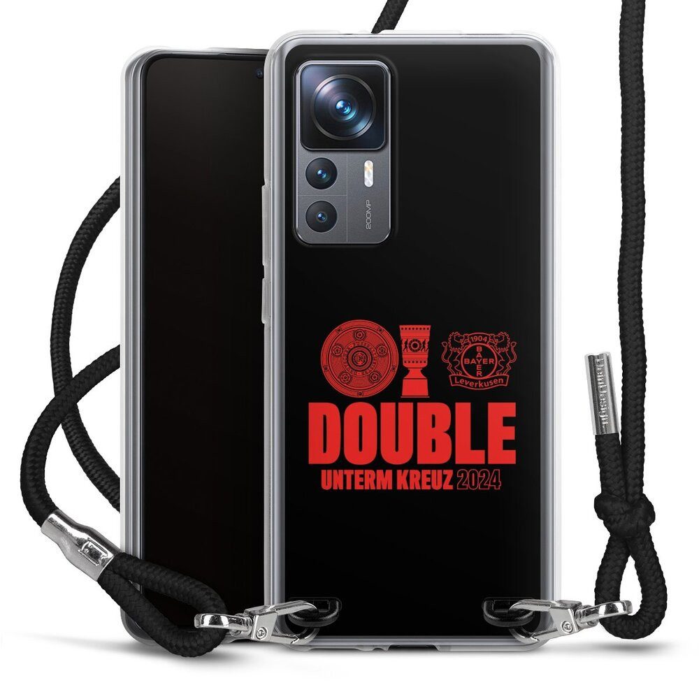 DeinDesign Handyhülle Bayer 04 Leverkusen Meister Pokal Double Sieg 2024, Xiaomi 12T Pro 5G Handykette Hülle mit Band Case zum Umhängen