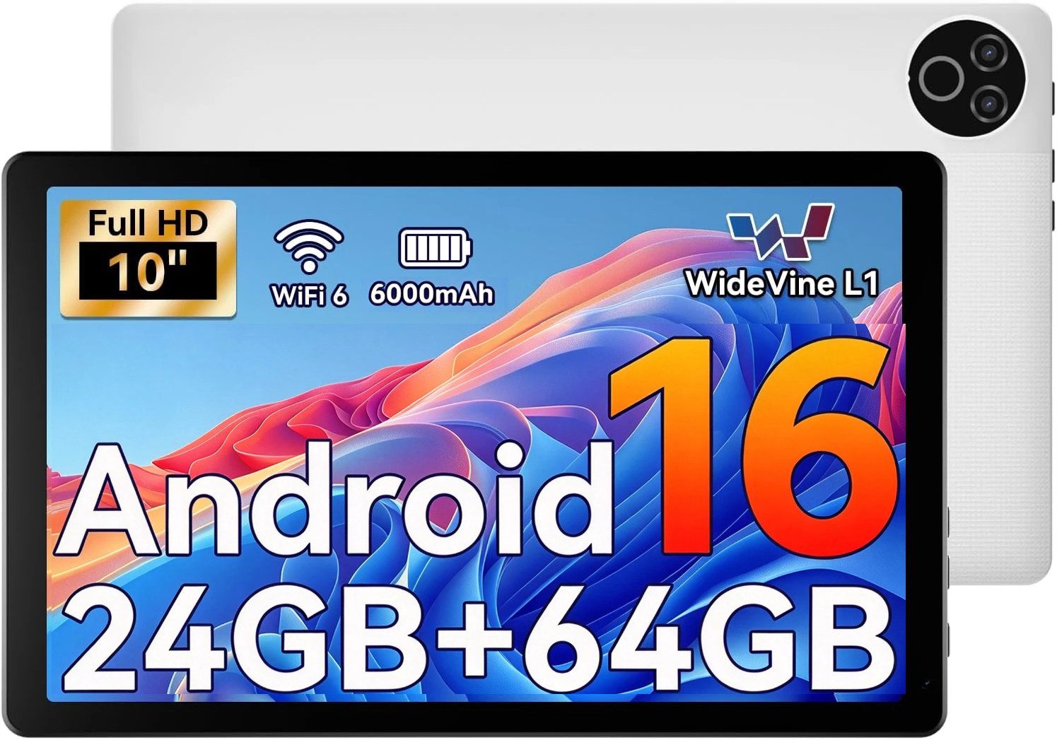 BUFO 10 Zoll HD, 3 GB RAM, 64 GB Erweiterbar auf 1 TB, Android Tablet (10", 64 GB, Android 16, 2,4G/5G WiFi, Dual-Kamera)