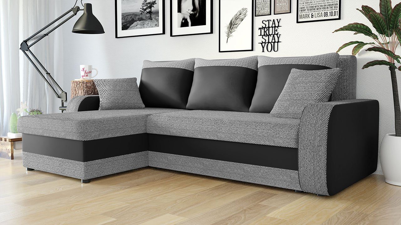 MIRJAN24 Ecksofa Kris Lux, mit Schlaffunktion und zwei Bettkasten, L-Form mit Kissen-Set, L: 238 cm