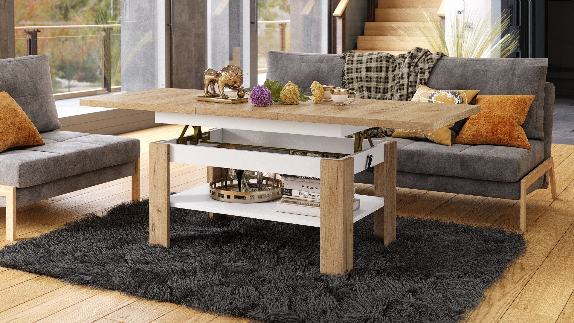 designimpex Couchtisch Design Rio stufenlos höhenverstellbar günstig online kaufen