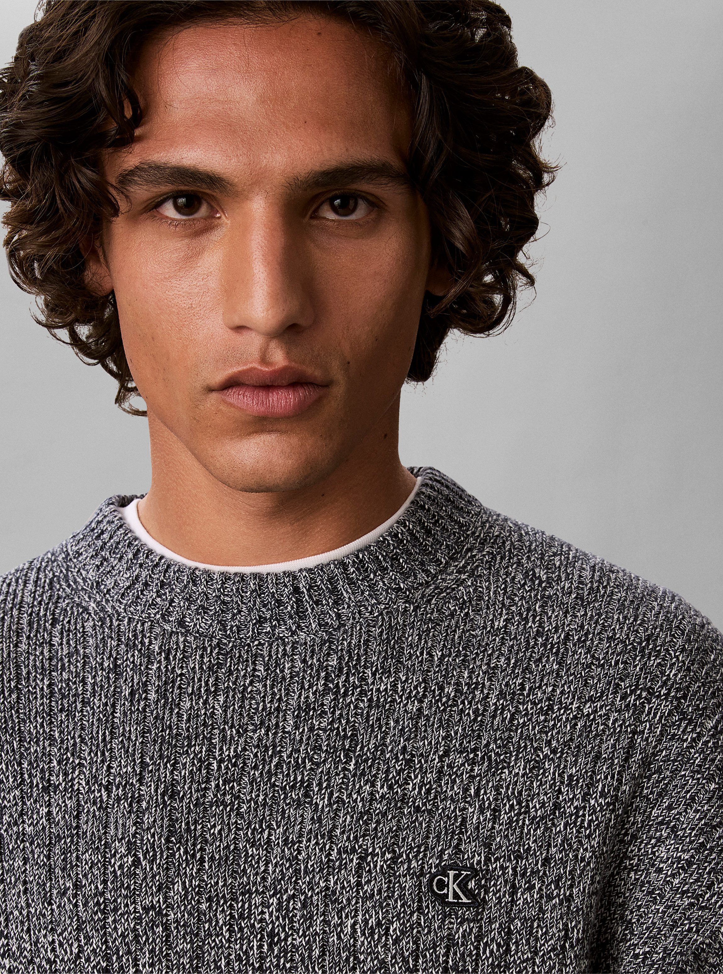 Calvin Klein Jeans Strickpullover Rippstrick, Regular Fit, Logo-Stickerei