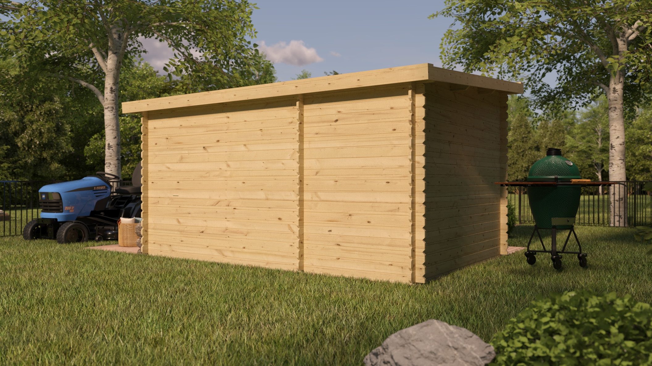 Woodtex Gartenhaus WOODTEX Gartenhaus 420×290 cm 28 mm, BxT: 420x290 cm, Holz-Gartenhaus mit Fußboden, wetterfest & witterungsbeständig
