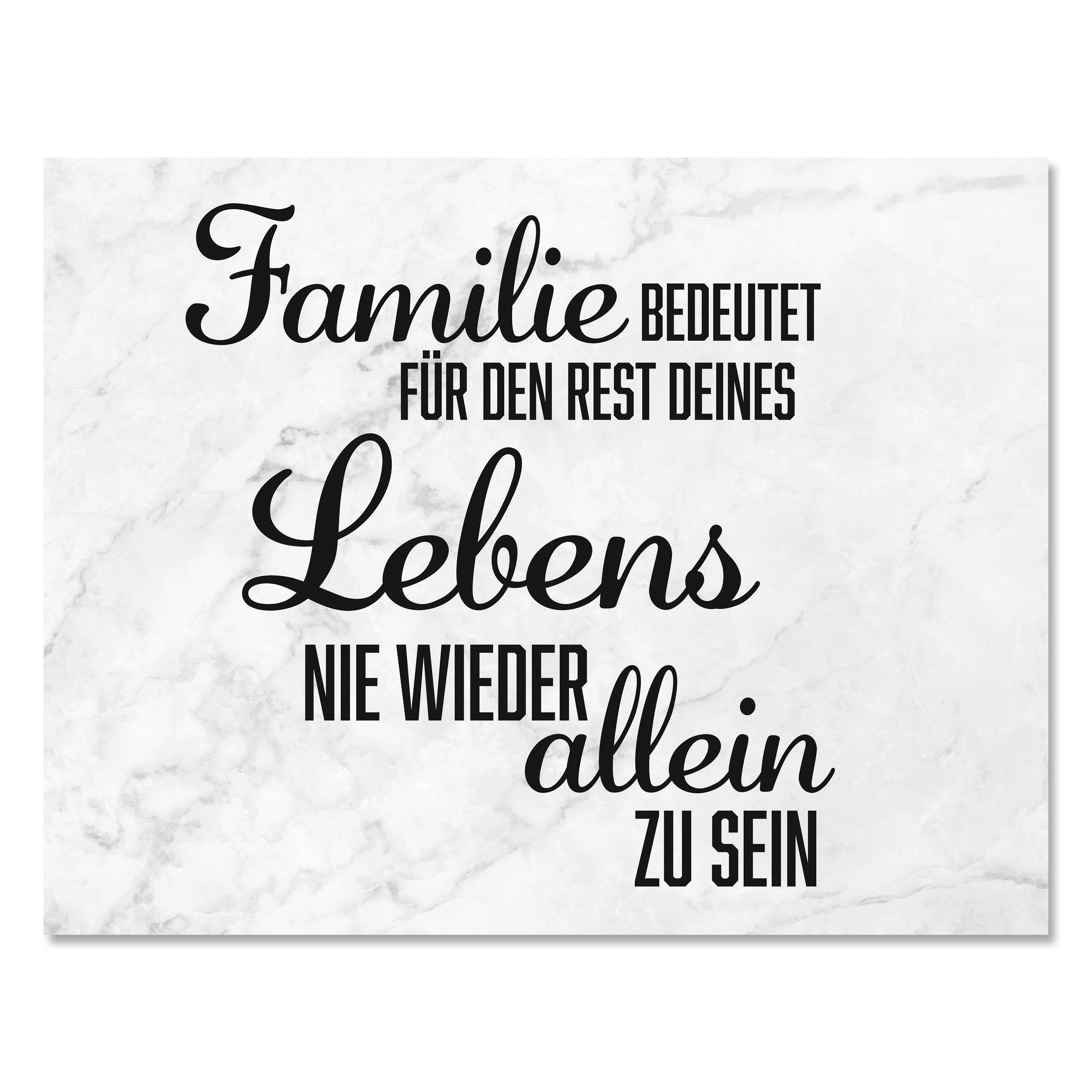wandmotiv24 Leinwandbild Familie, Querformat, Familie bedeutet, Marmor