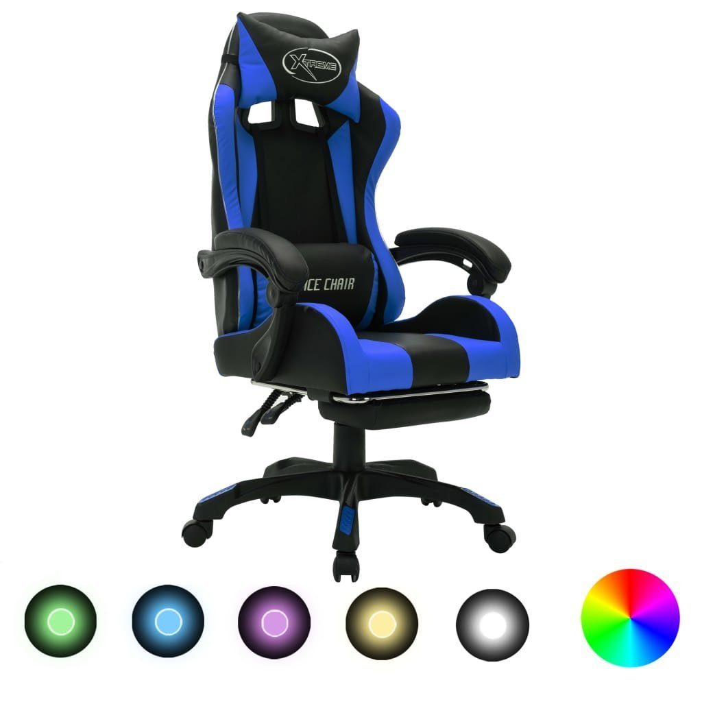 furnicato Bürostuhl Gaming-Stuhl mit RGB LED-Leuchten Blau und Schwarz Kunstleder (1 St)