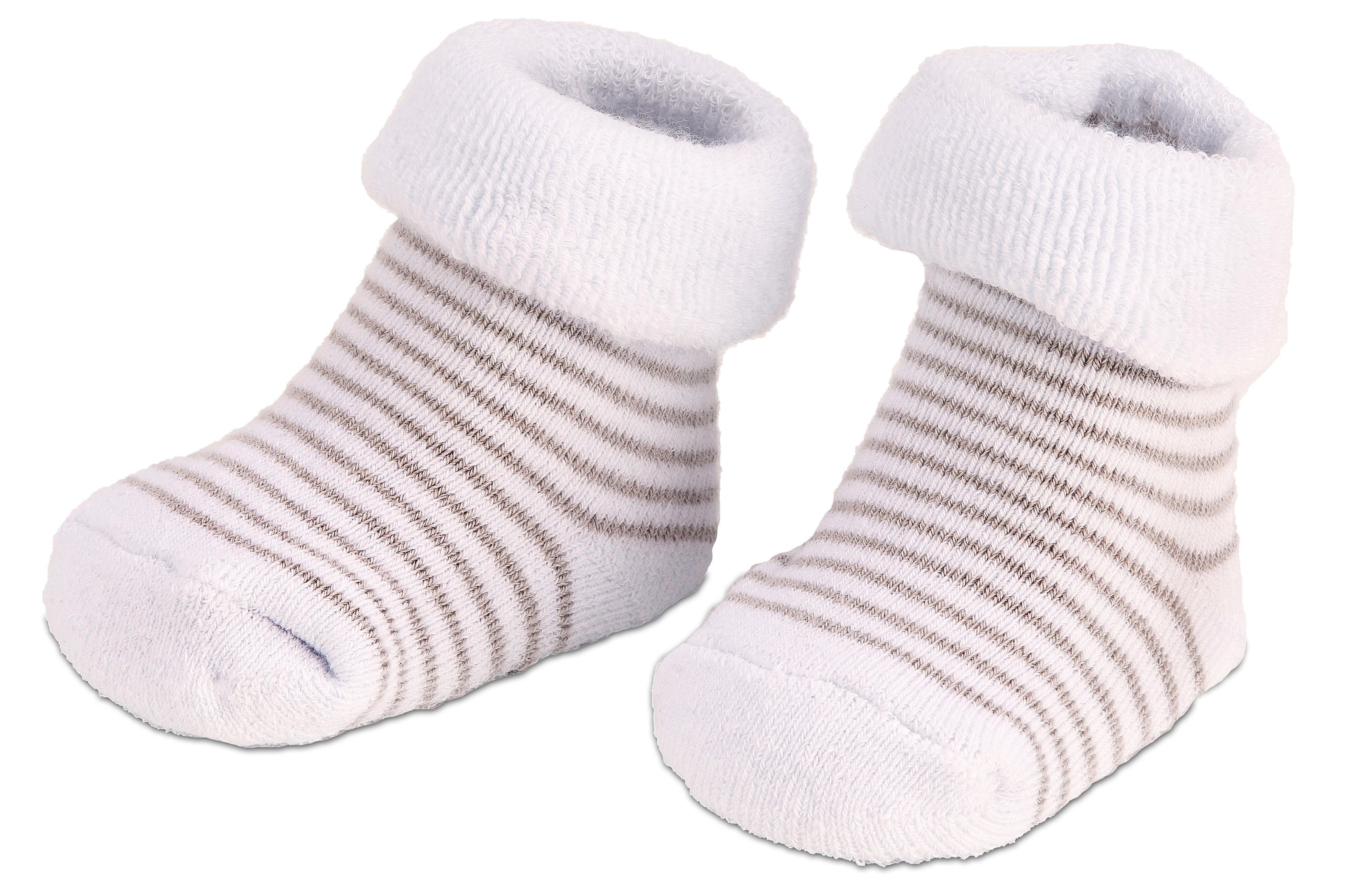 BRUBAKER Socken Babysocken für Mädchen 0-12 Monate (3-Paar, Baumwollsocken mit Dreiecken und Streifen) Baby Geschenkset für Neugeborene in Geschenkverpackung mi – Bild 5 von 5