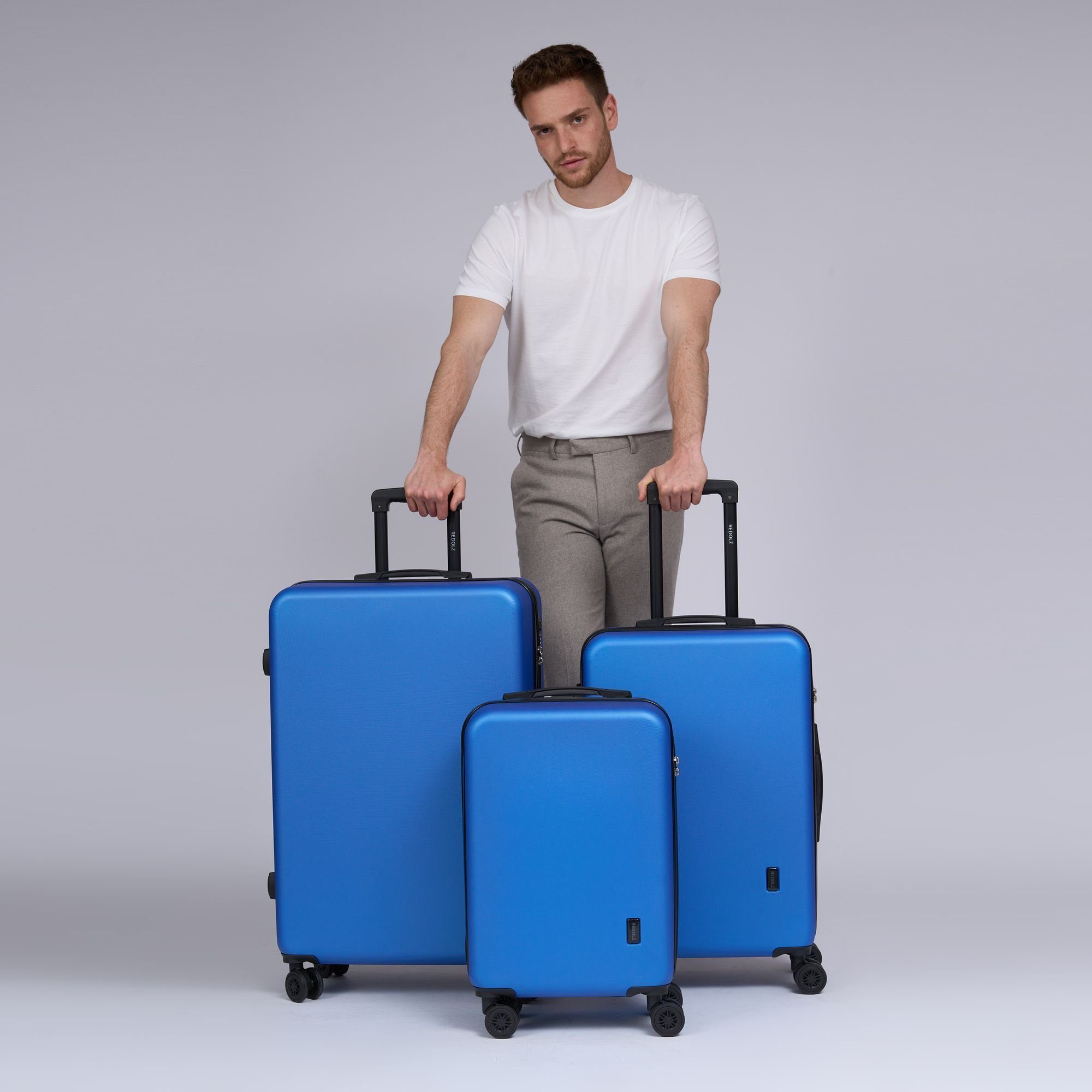 Redolz Trolleyset ABS 3 4 Essentials saphir-blue Rollen, 2 09, (3-teilig, tlg)