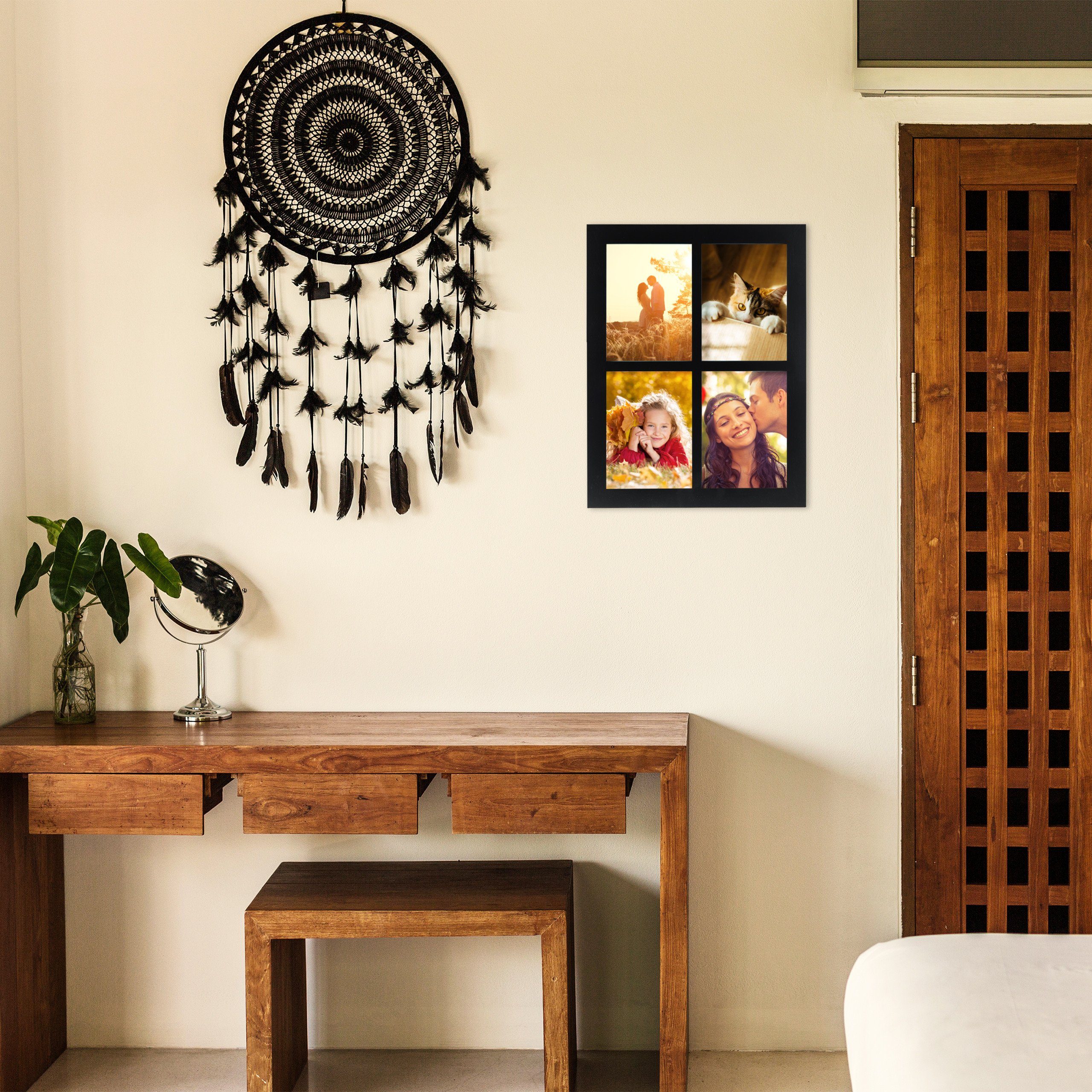 relaxdays Bilderrahmen Collage Bilderrahmen 4 Bilder Collage, schwarz günstig online kaufen