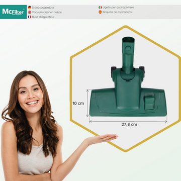 McFilter Kombidüse Staubsauger Düse, Wappenanschluss (mit Adapter), alternatives, Zubehör für Vorwerk Kobold 118, 119, 120, 121, 122 & Tiger 250/251, (1-tlg), Dreh-/Kippgelenk, umschaltbar, Fadenheber, Leichtlauflaufrollen