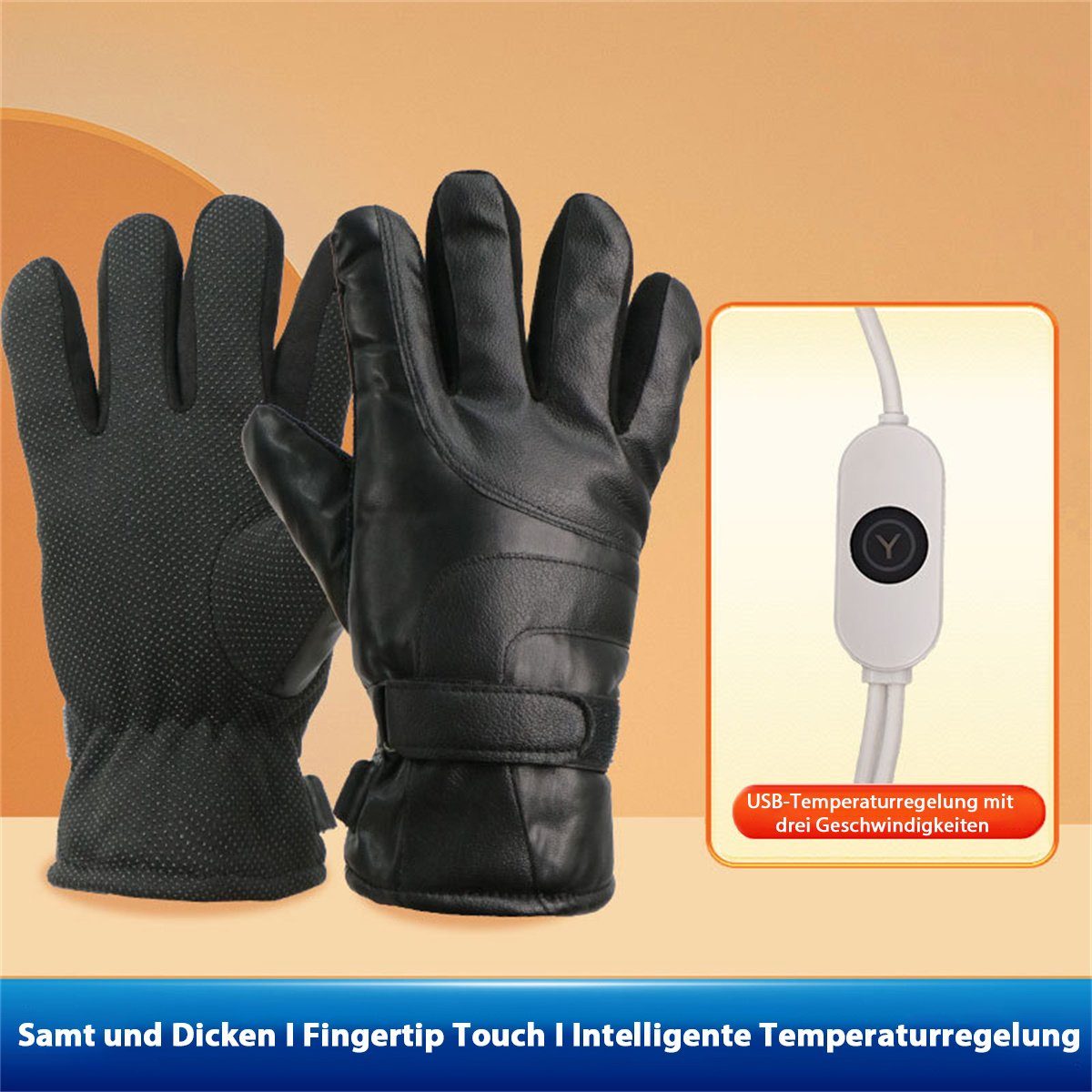 carefully einstellbarer Schwarz Reithandschuhe selected USB-Touchscreen-Heizhandschuhe Temperatur mit