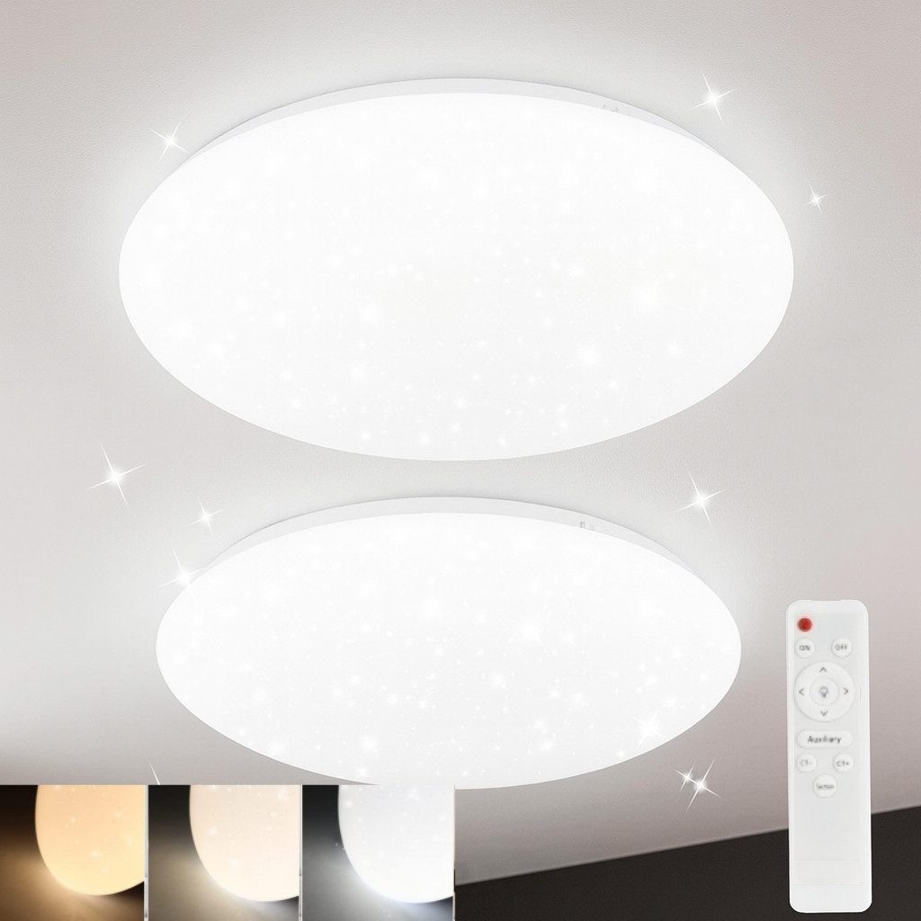 ZMH LED Deckenleuchte Rund Moderne Deckenlampe für Wohnzimmer Schlafzimmer Flur, CCT-2er, LED fest integriert, warmweiß-kaltweiß