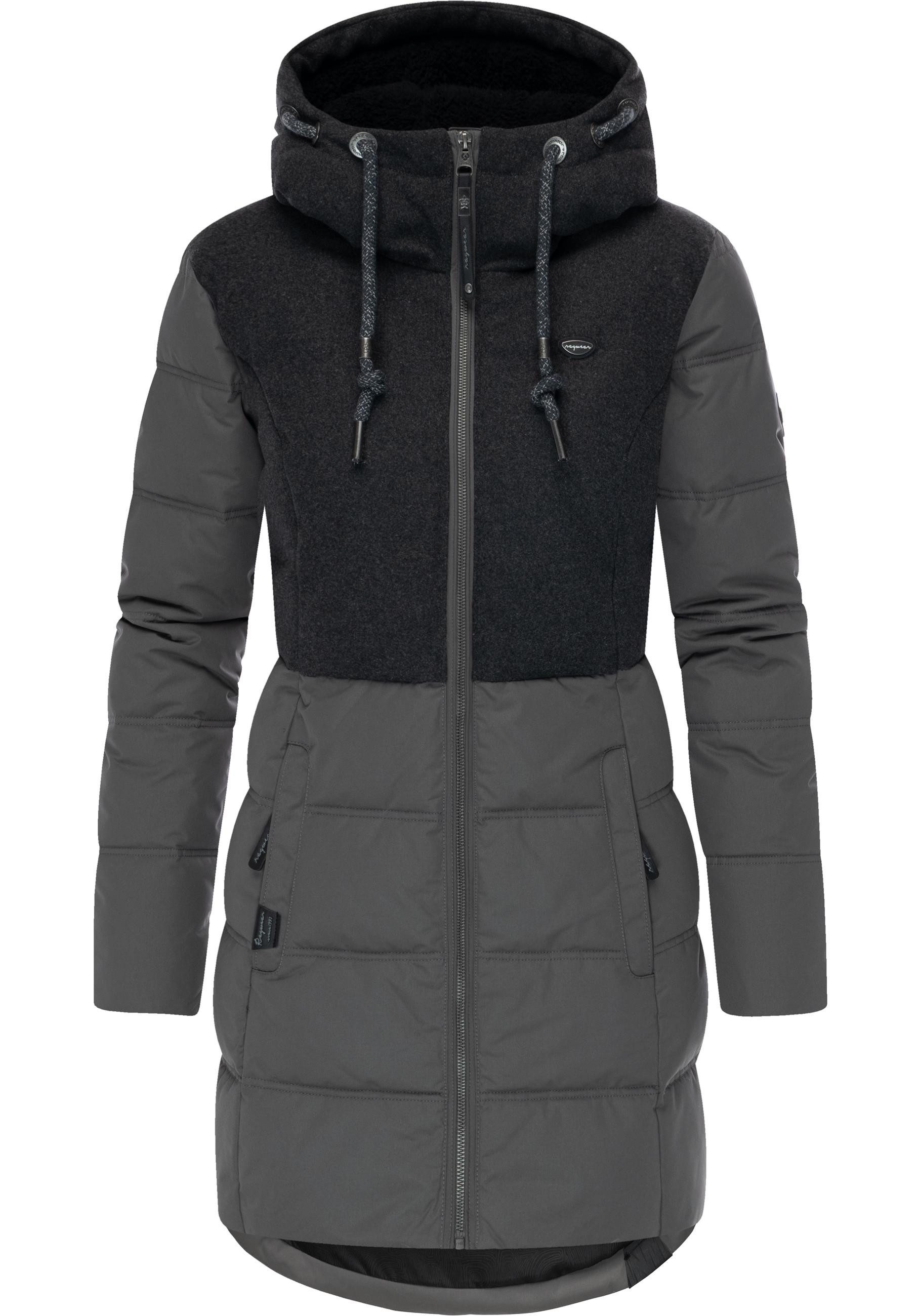 Ragwear Winterjacke Ashani Block Intl. stylischer Winterparka mit gefütterter Kapuze