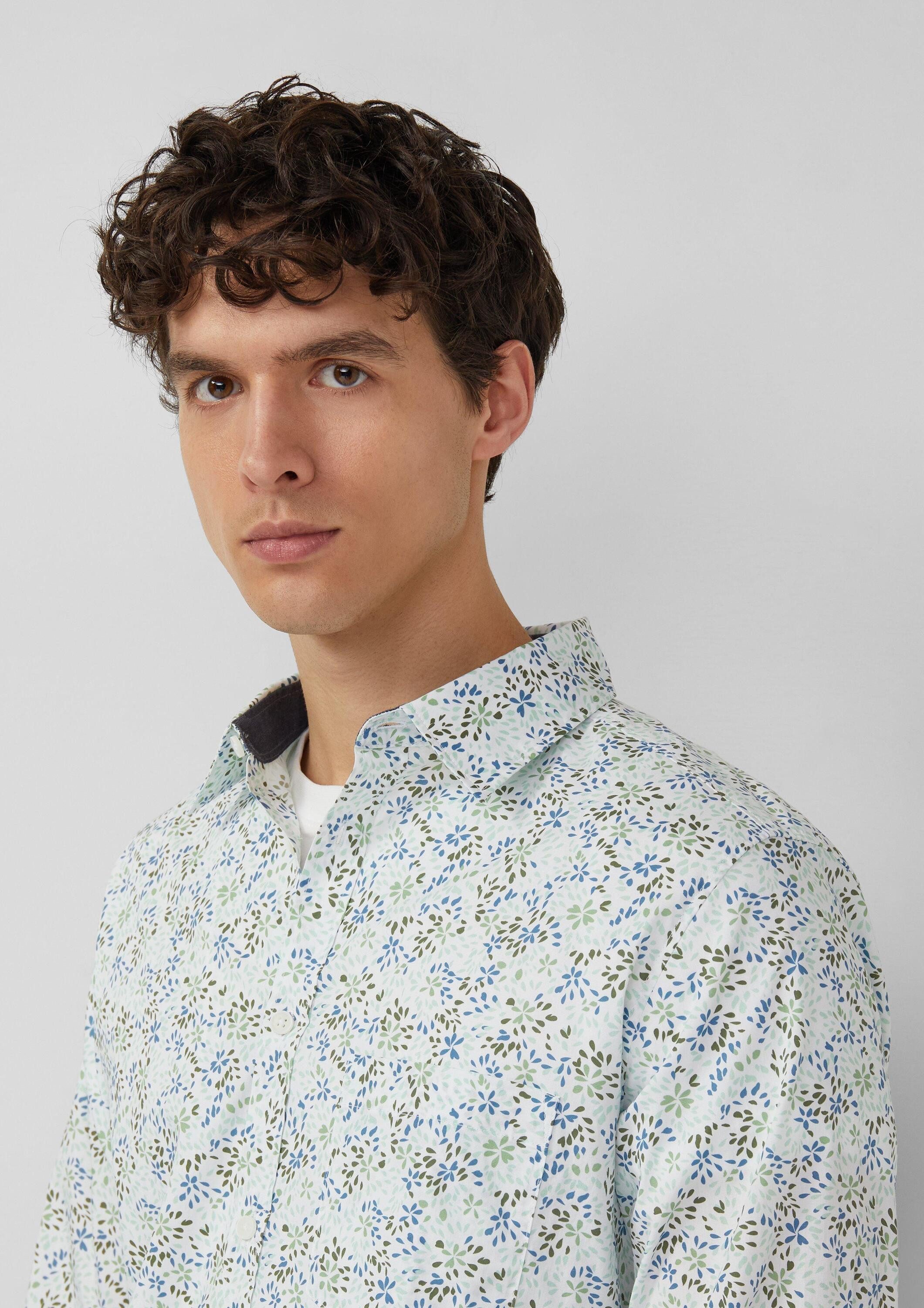 s.Oliver Langarmhemd Hemd Slim Fit: Langarmhemd mit All-over-Print und Kentkragen – Bild 4 von 5